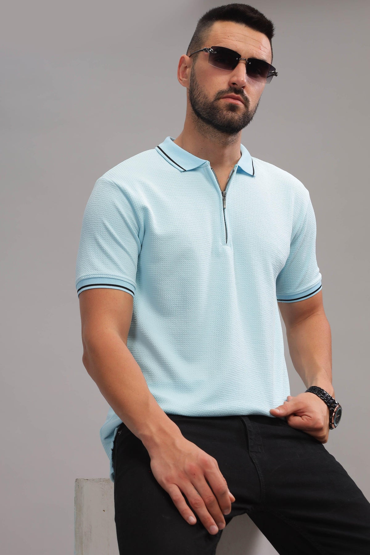 Neu Blue Mens Polo Shirt by that corner store
