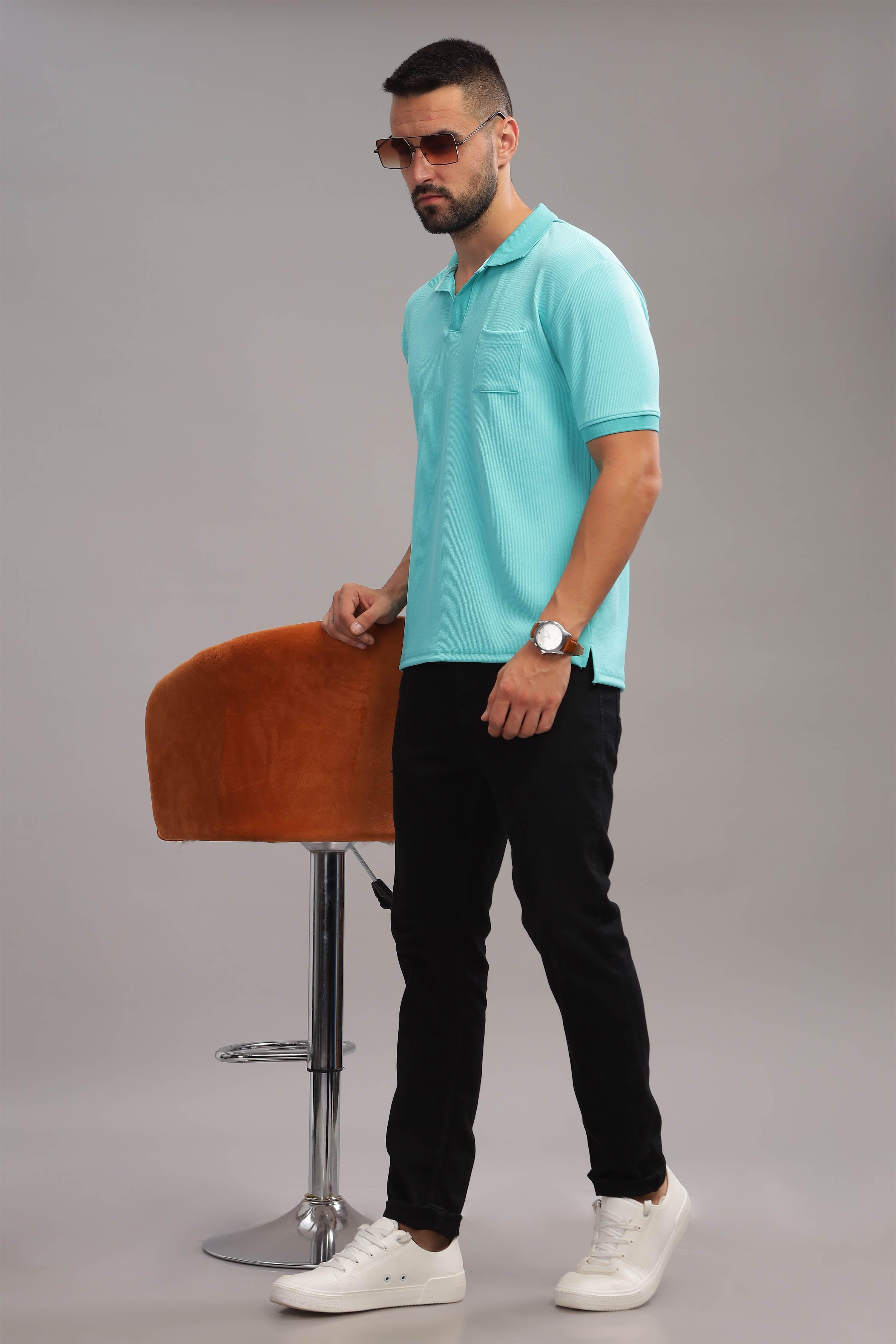 Turquoise Tiger Mens Polo Shirt
