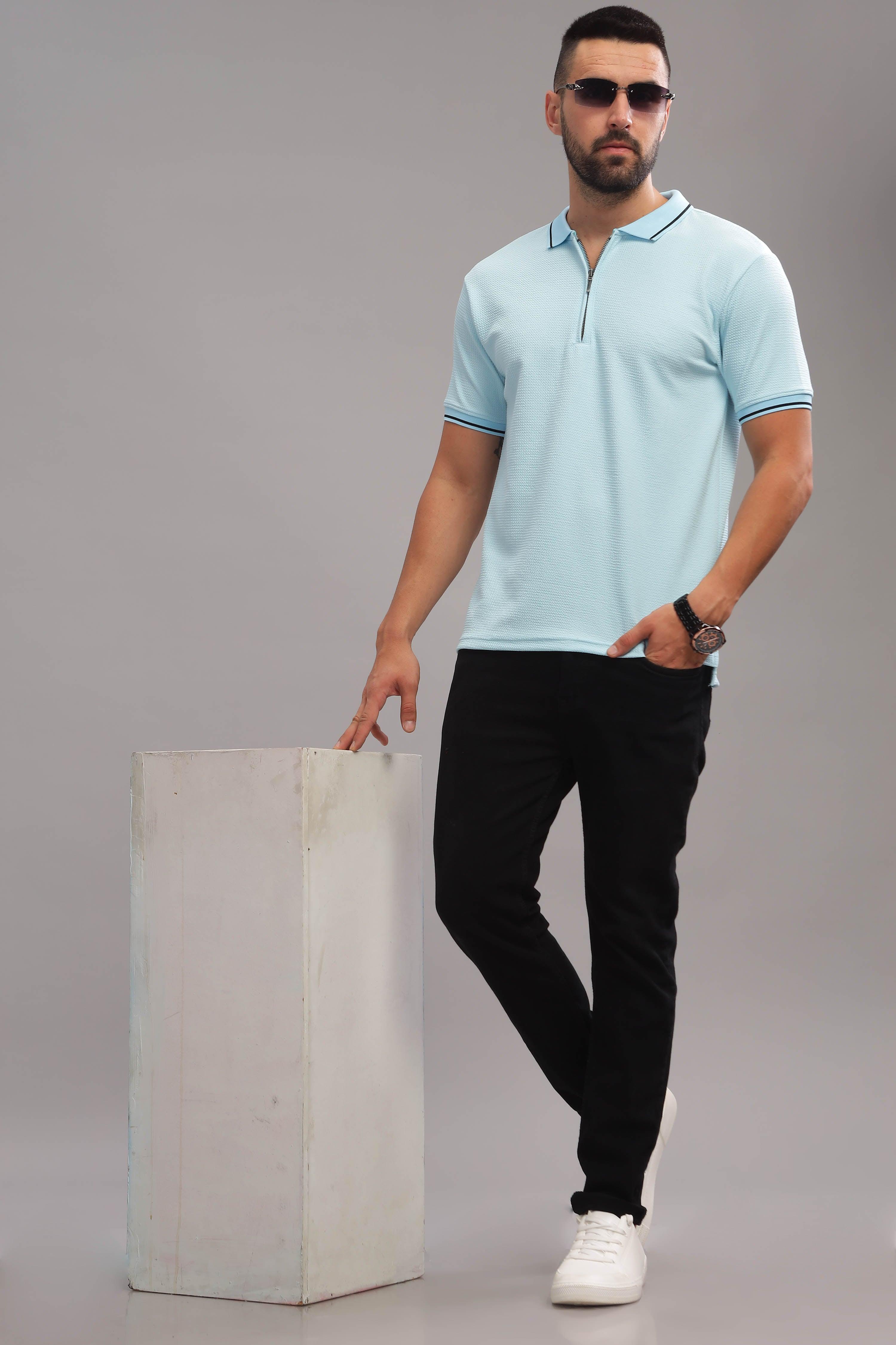 Sky blue polo for a fresh look
