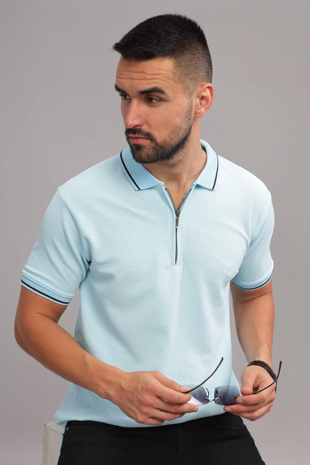 Cotton-rich fabric polo shirt