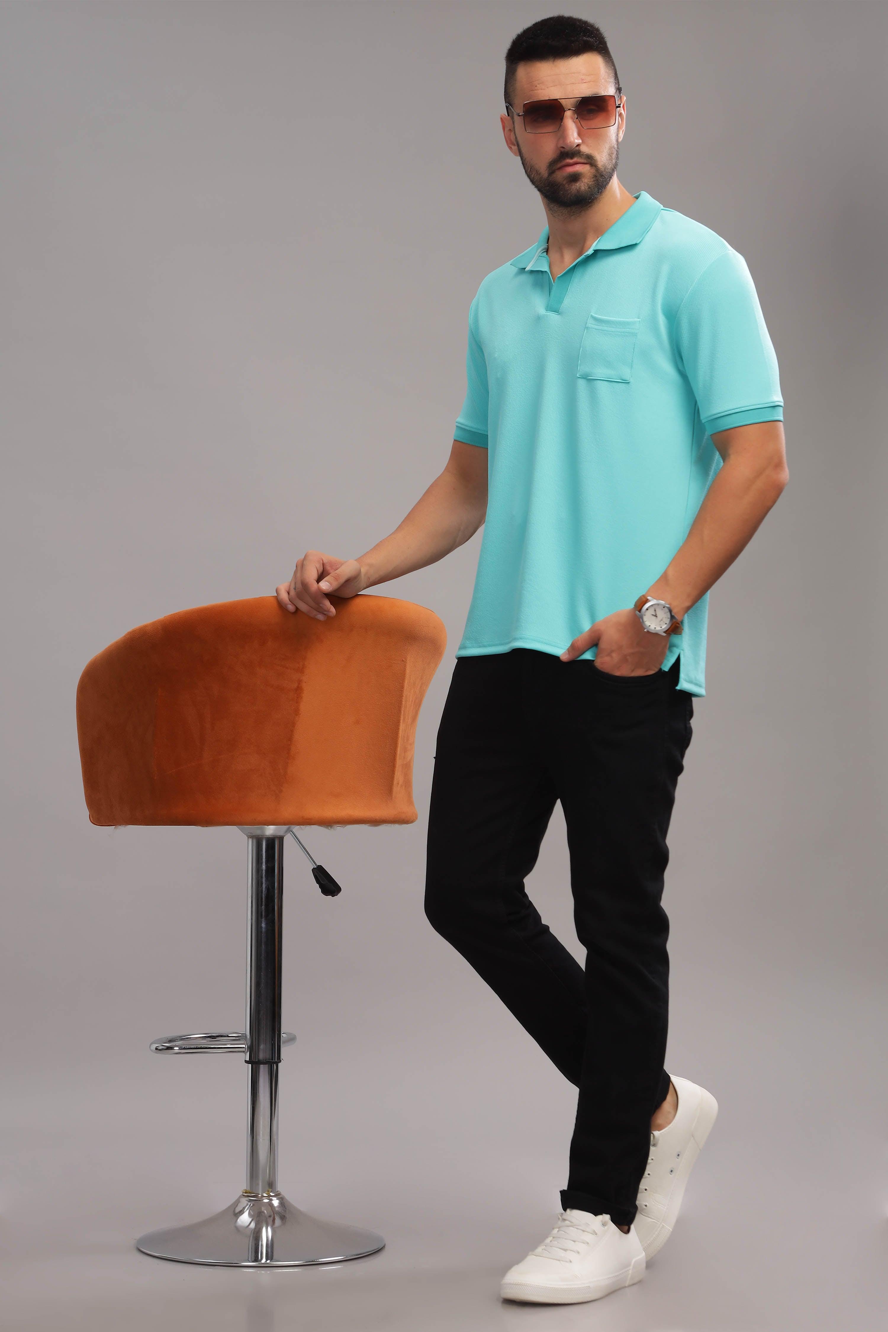 Turquoise Tiger Mens Polo Shirt