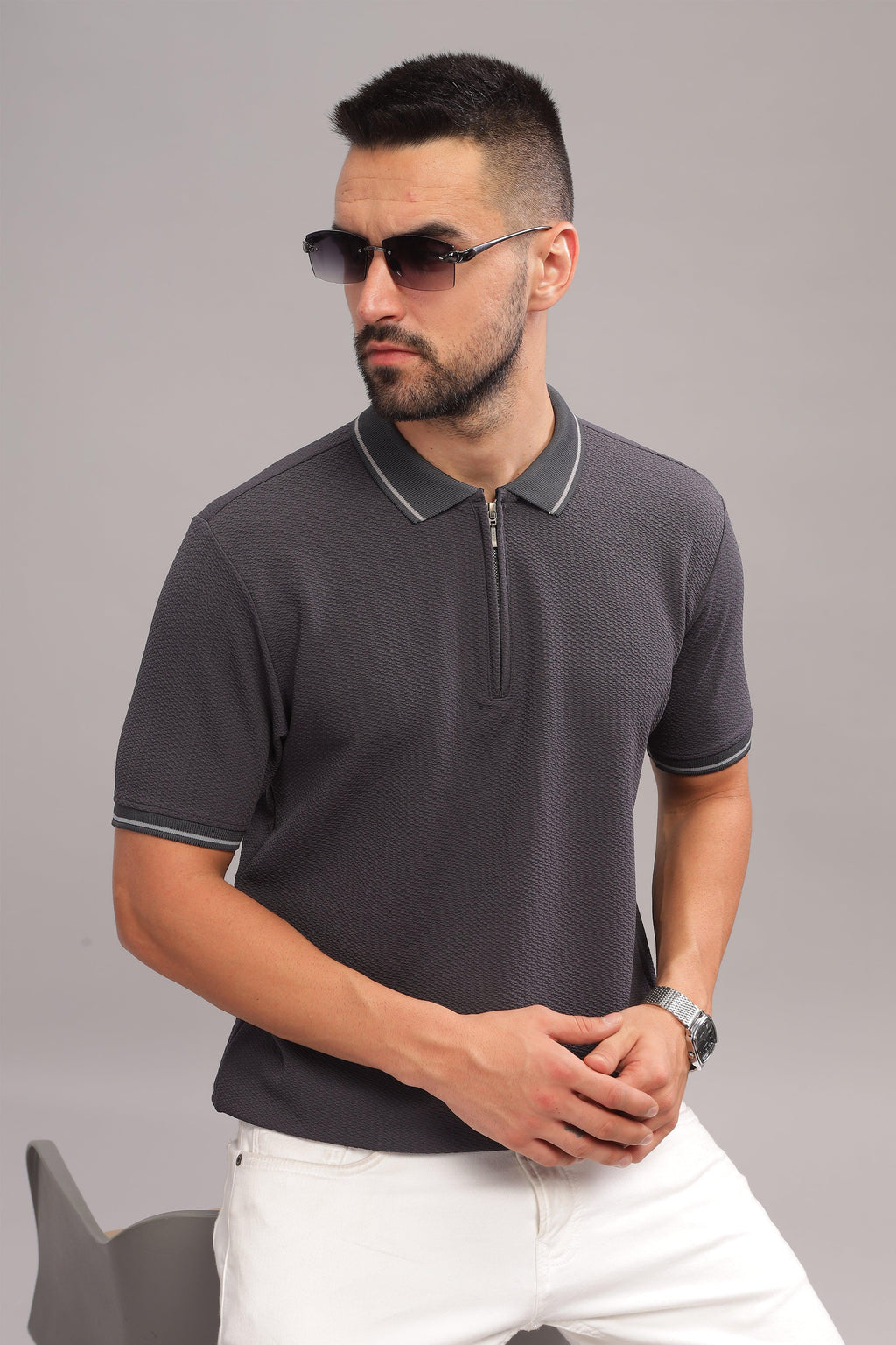 Cotton-rich fabric polo shirt