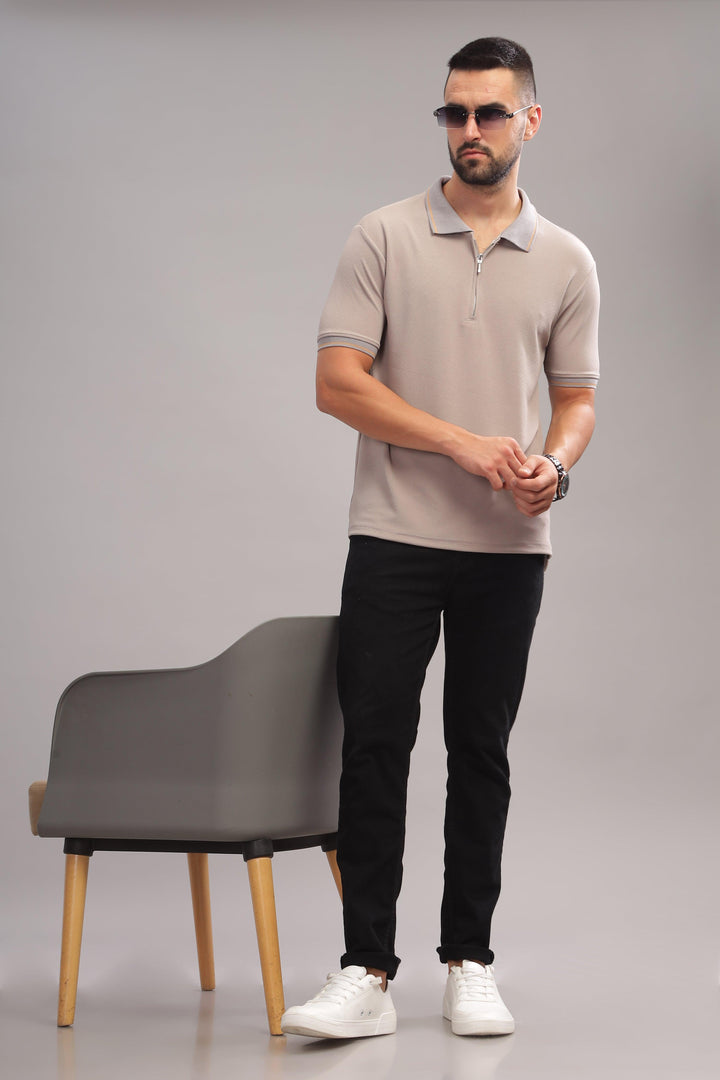 Chic aluminium color polo shirt
