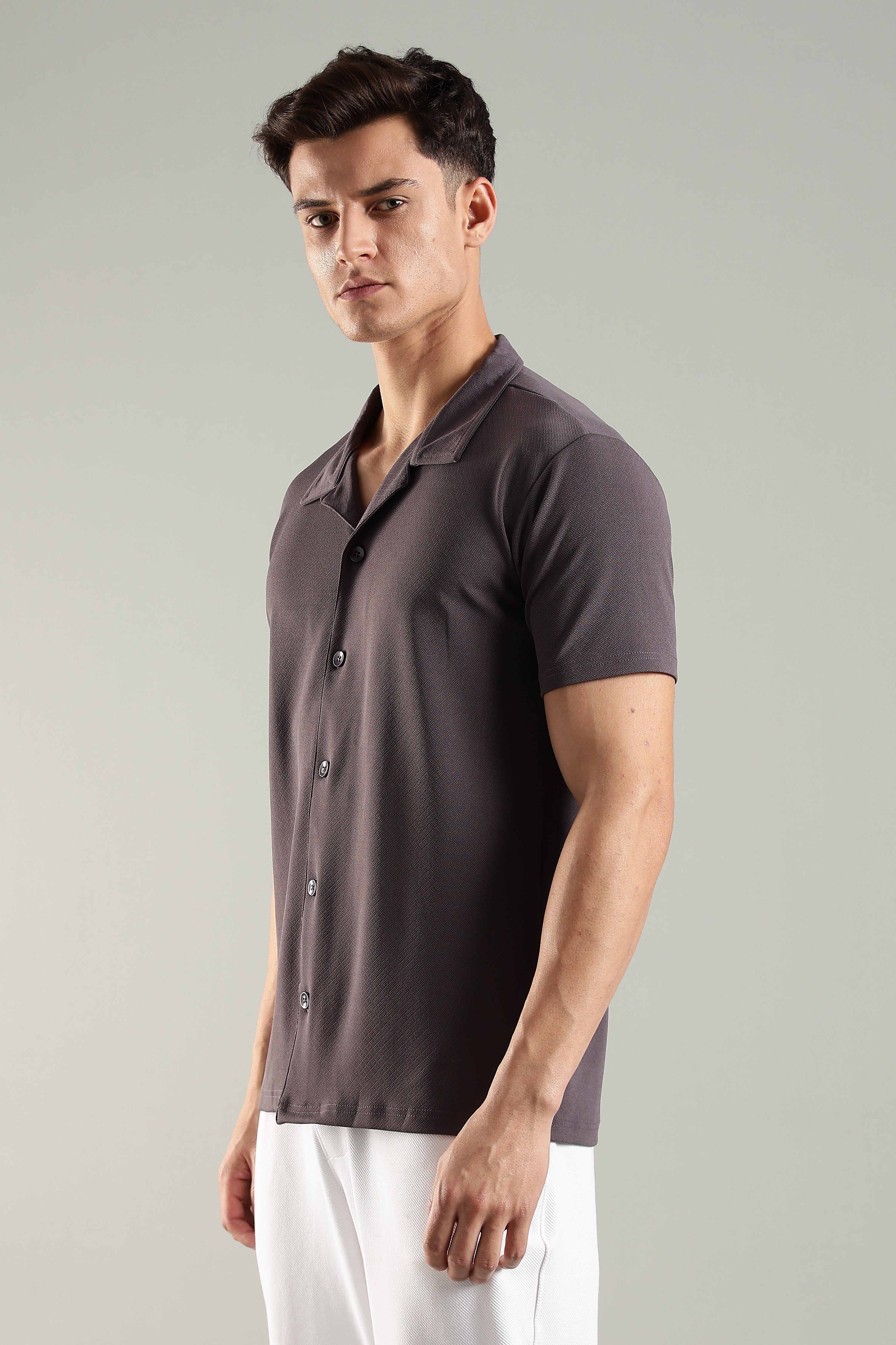 Ashen Wine – Cuban Collar Shirt for Men