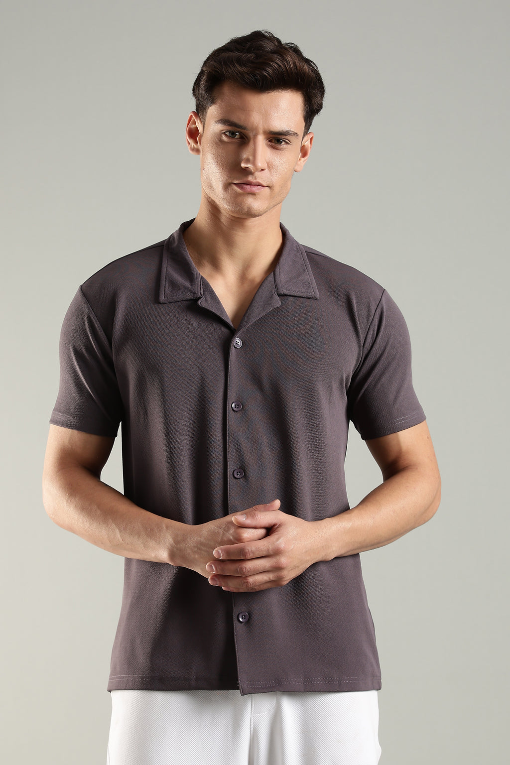 Ashen Wine – Cuban Collar Shirt for Men