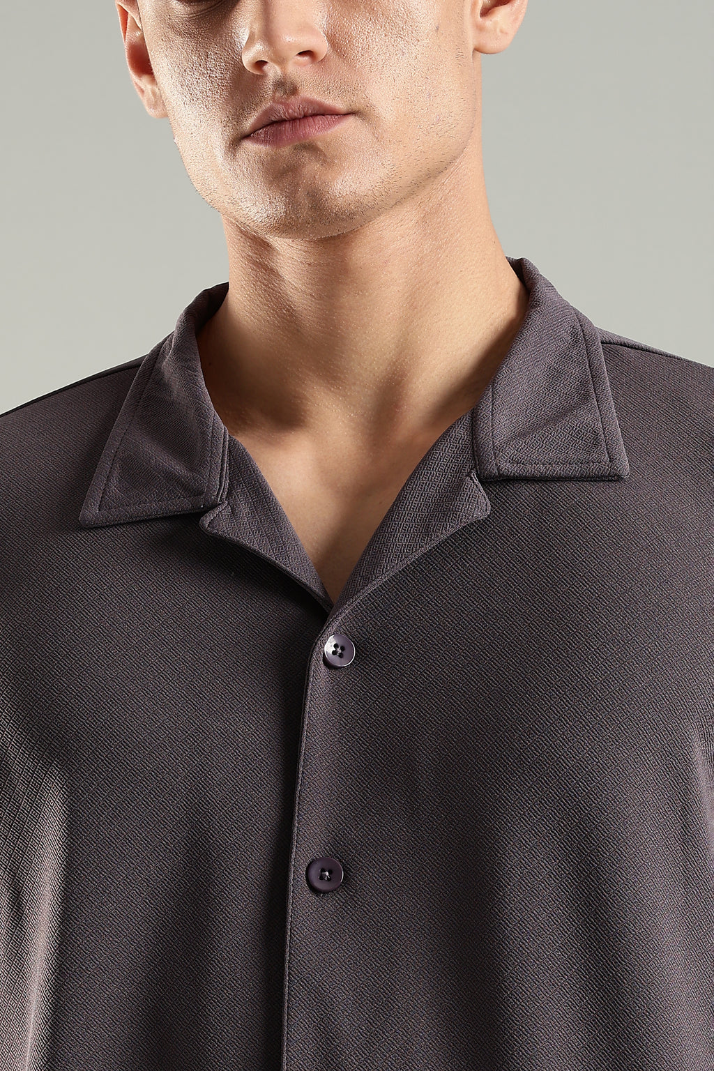 Ashen Wine – Cuban Collar Shirt for Men