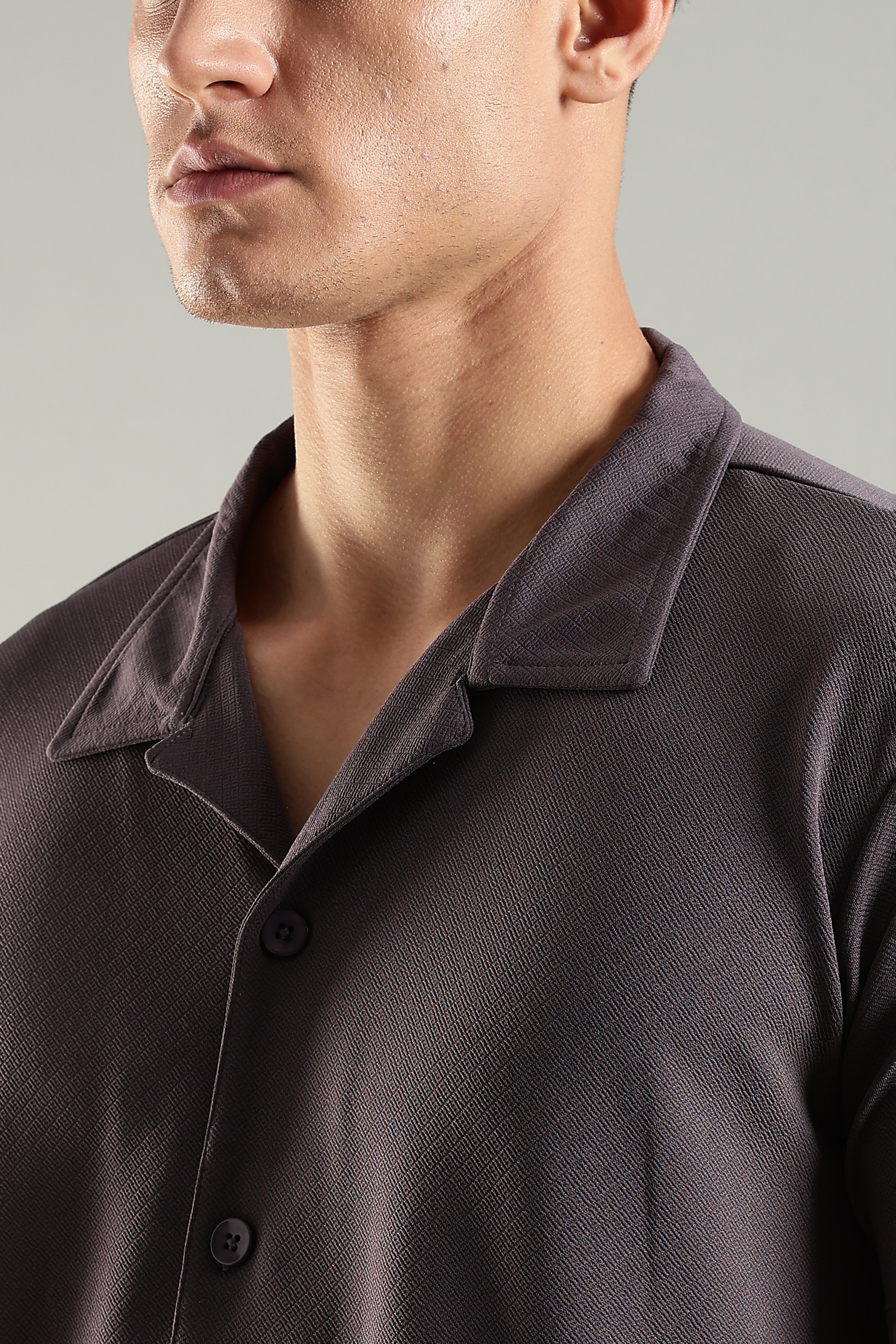 Ashen Wine – Cuban Collar Shirt for Men