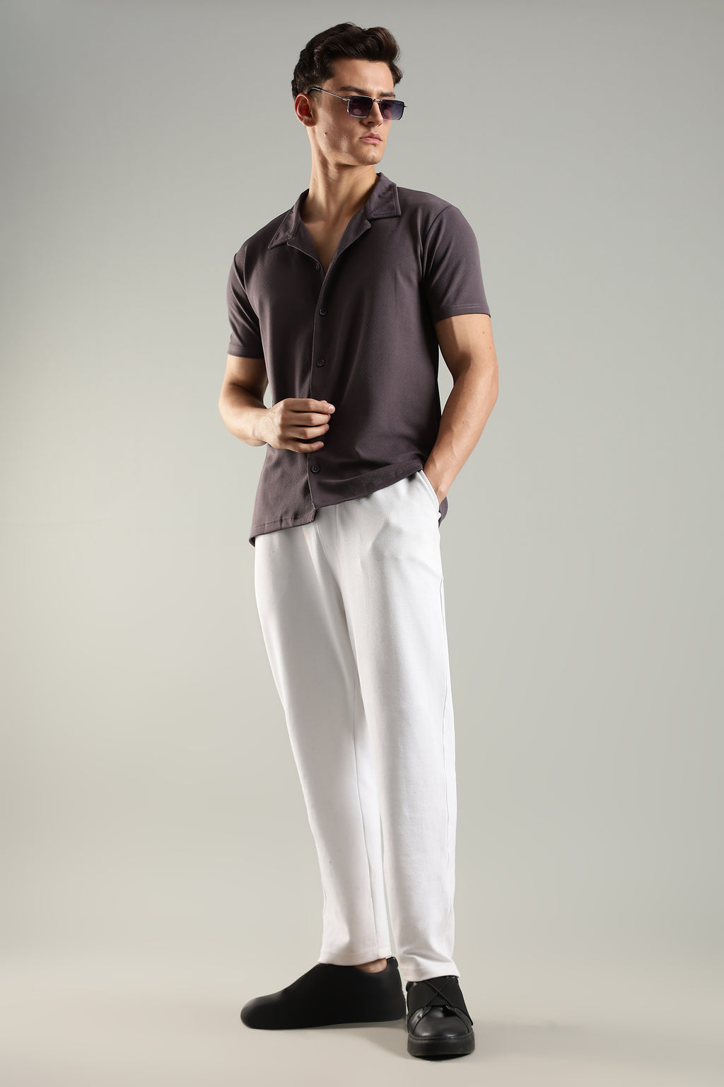 Ashen Wine – Cuban Collar Shirt for Men