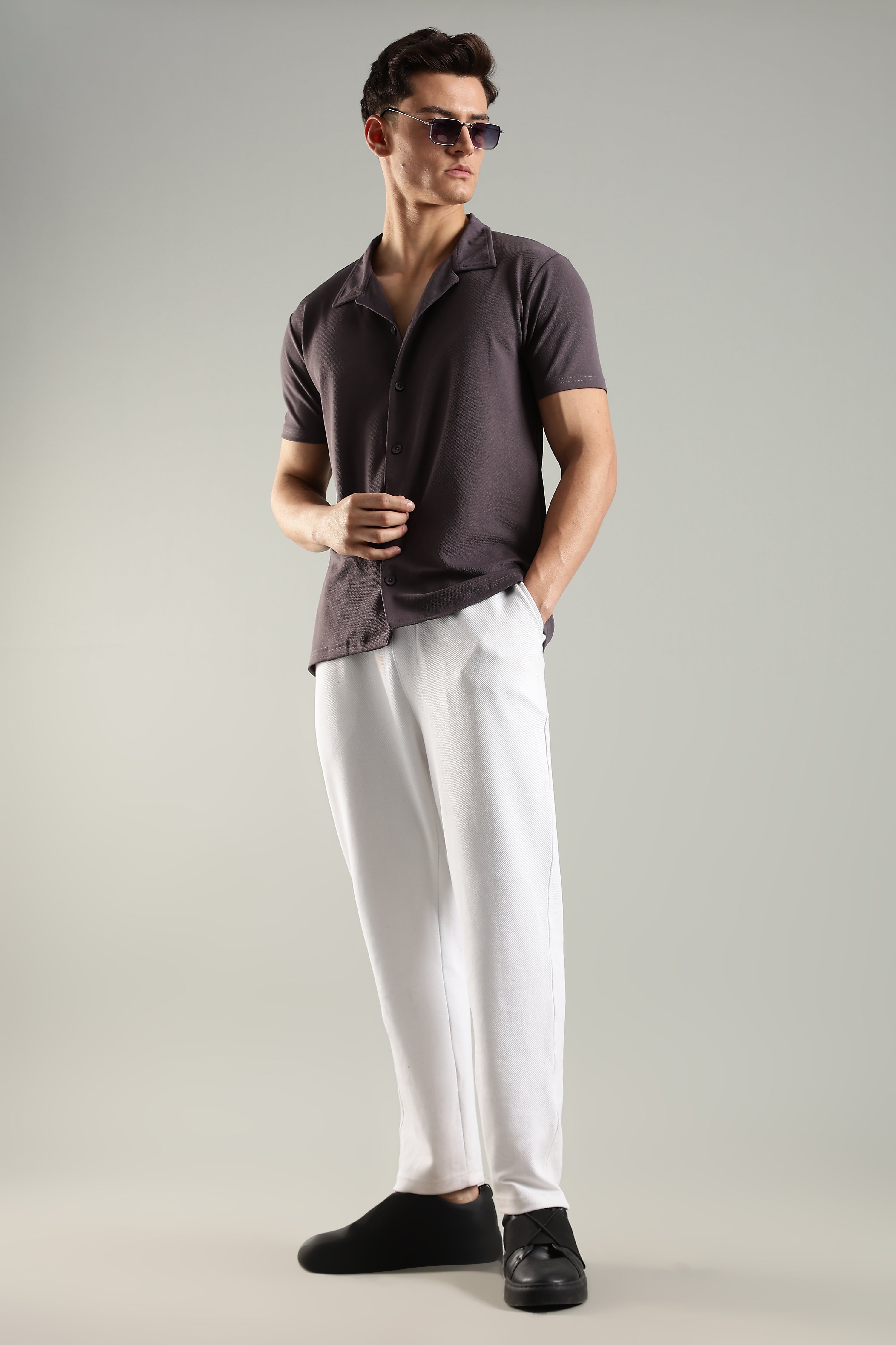 Ashen Wine – Cuban Collar Shirt for Men