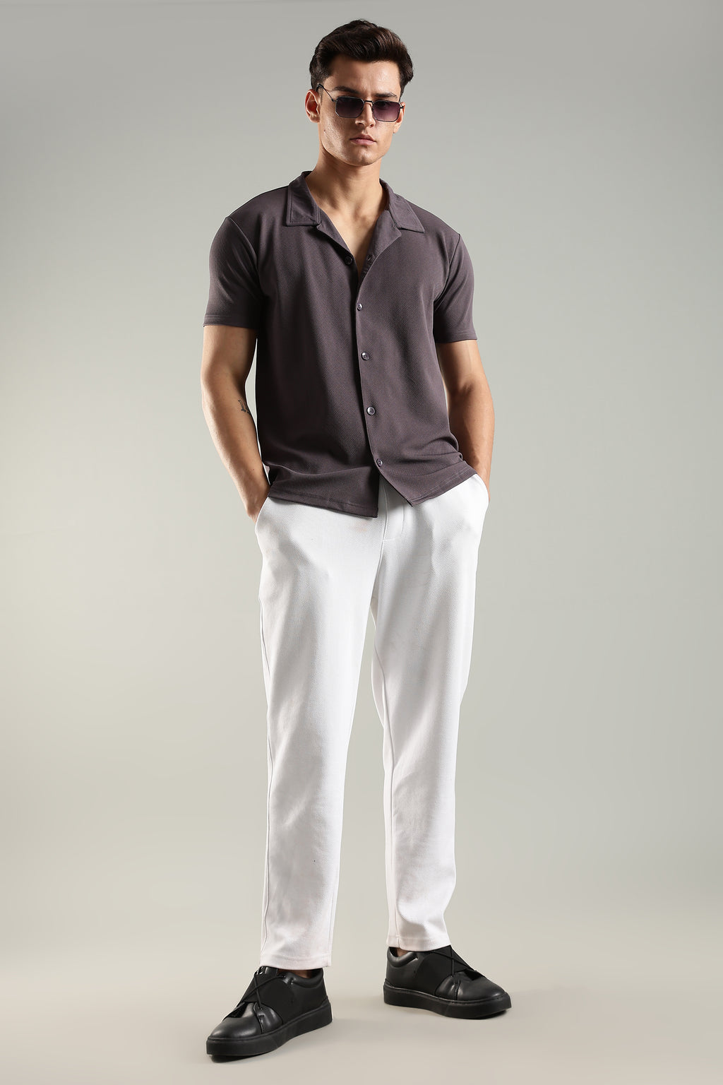 Ashen Wine – Cuban Collar Shirt for Men