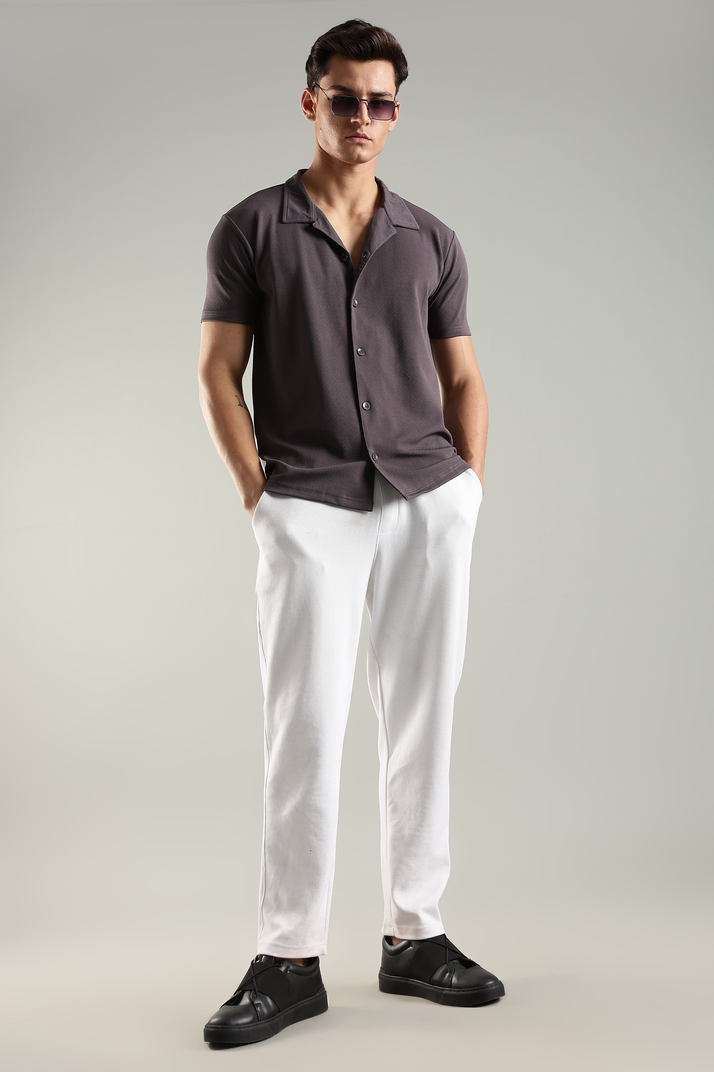 Ashen Wine – Cuban Collar Shirt for Men