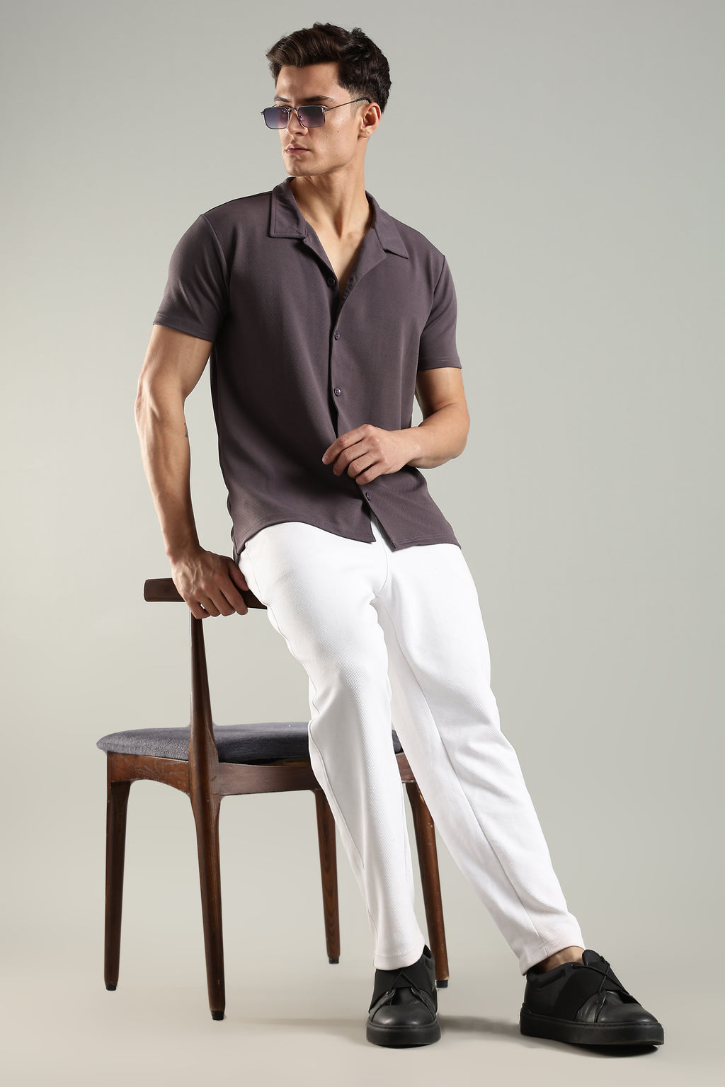 Ashen Wine – Cuban Collar Shirt for Men