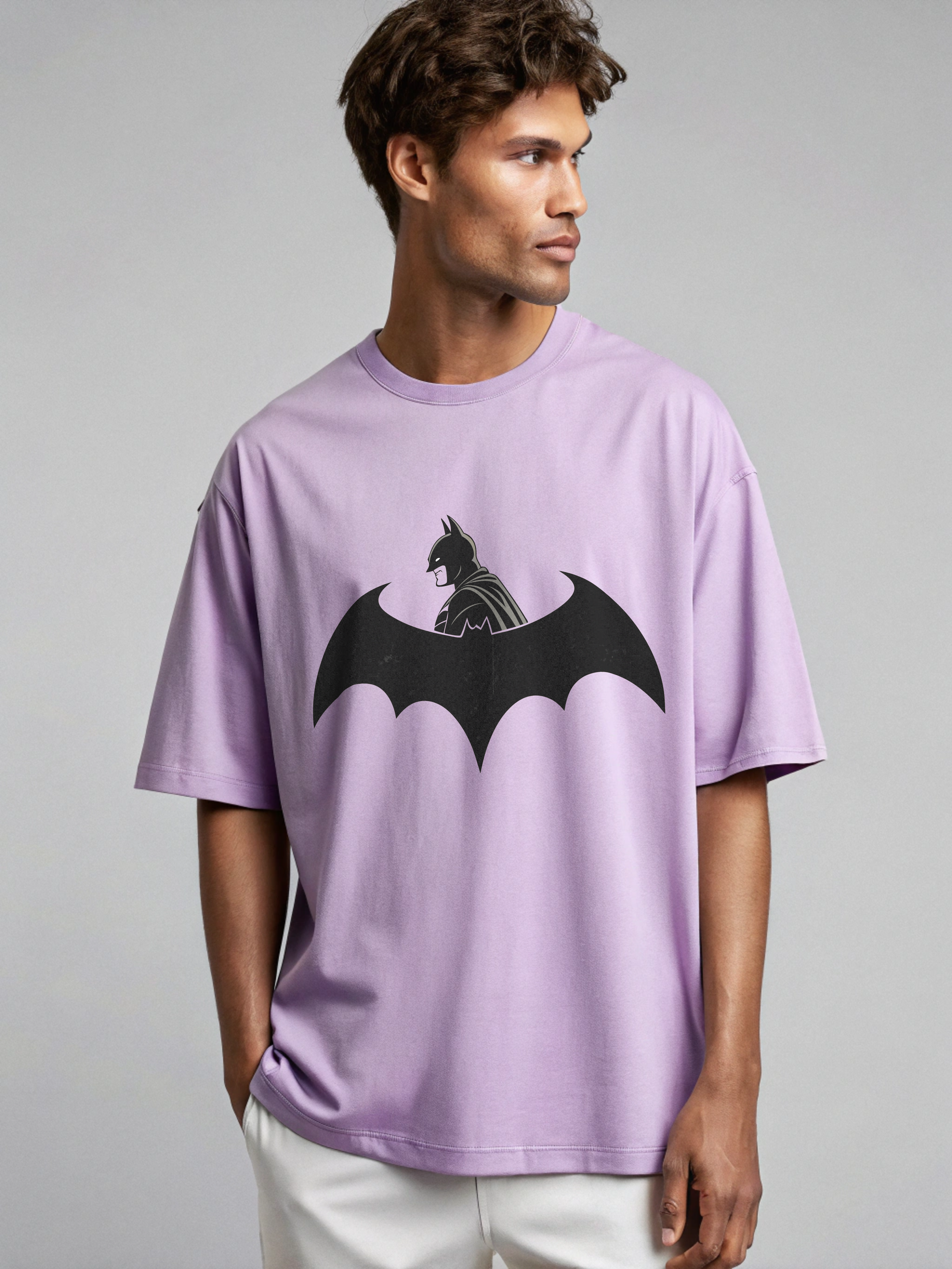 BATMAN LOGO OVERSIZED TSHIRT LAVENDER