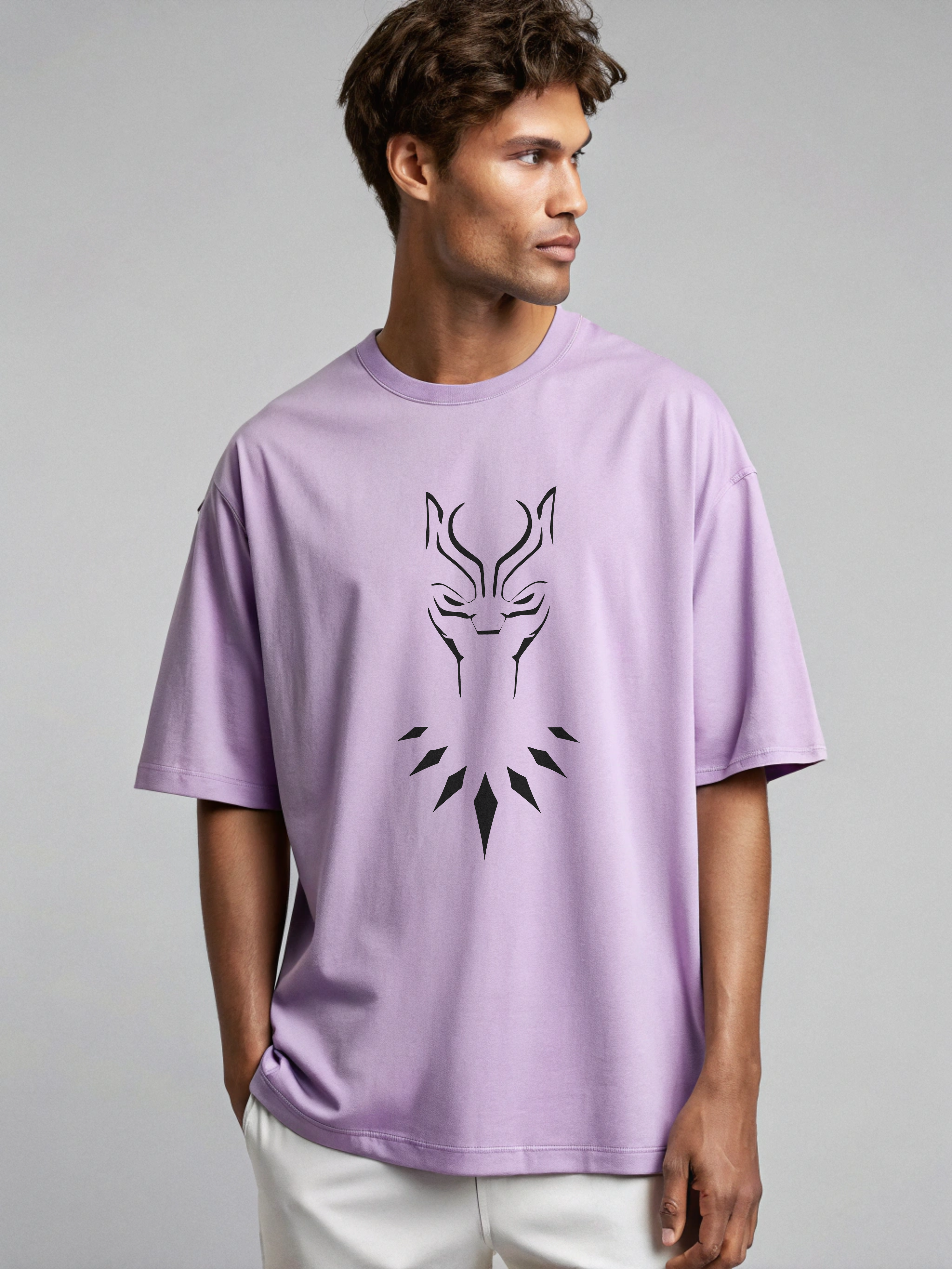 Wakanda Shadow Tee – Black Panther Silhouette Oversized T-Shirt