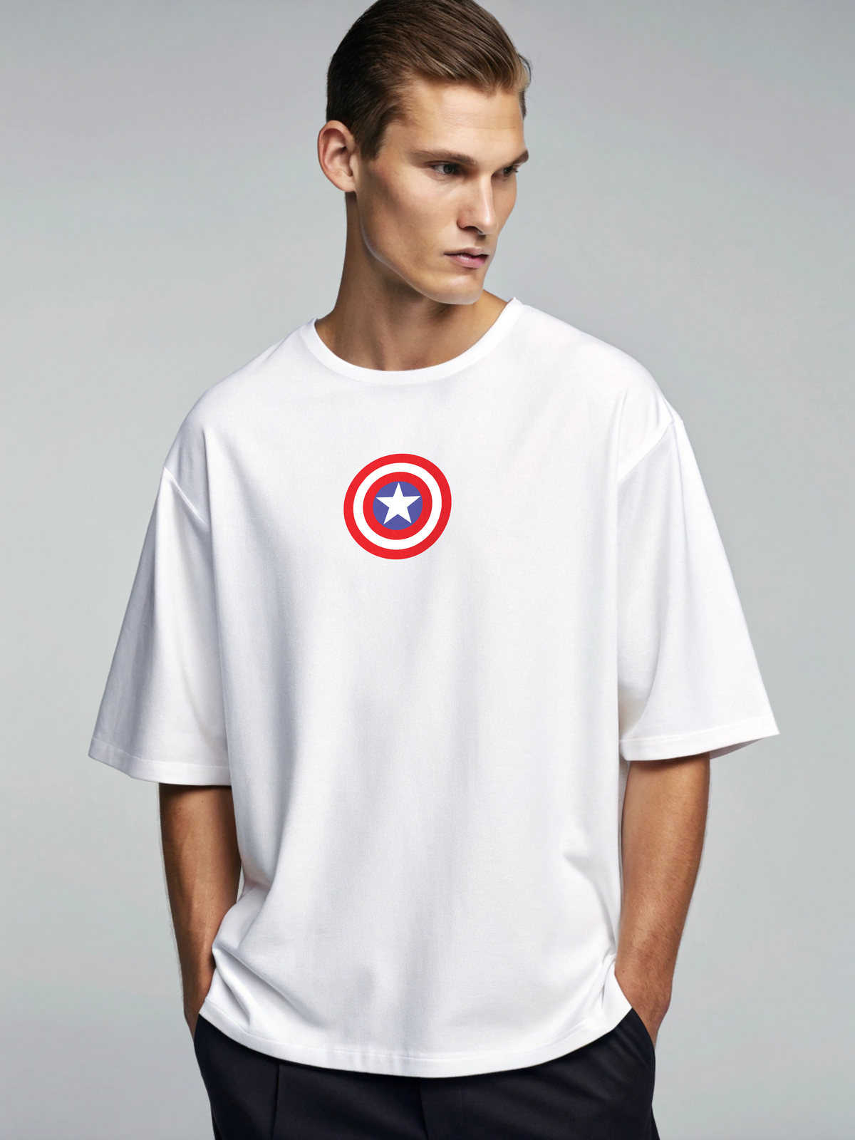 Shield of Valor Tee – Captain America’s Vibranium Oversized T-Shirt