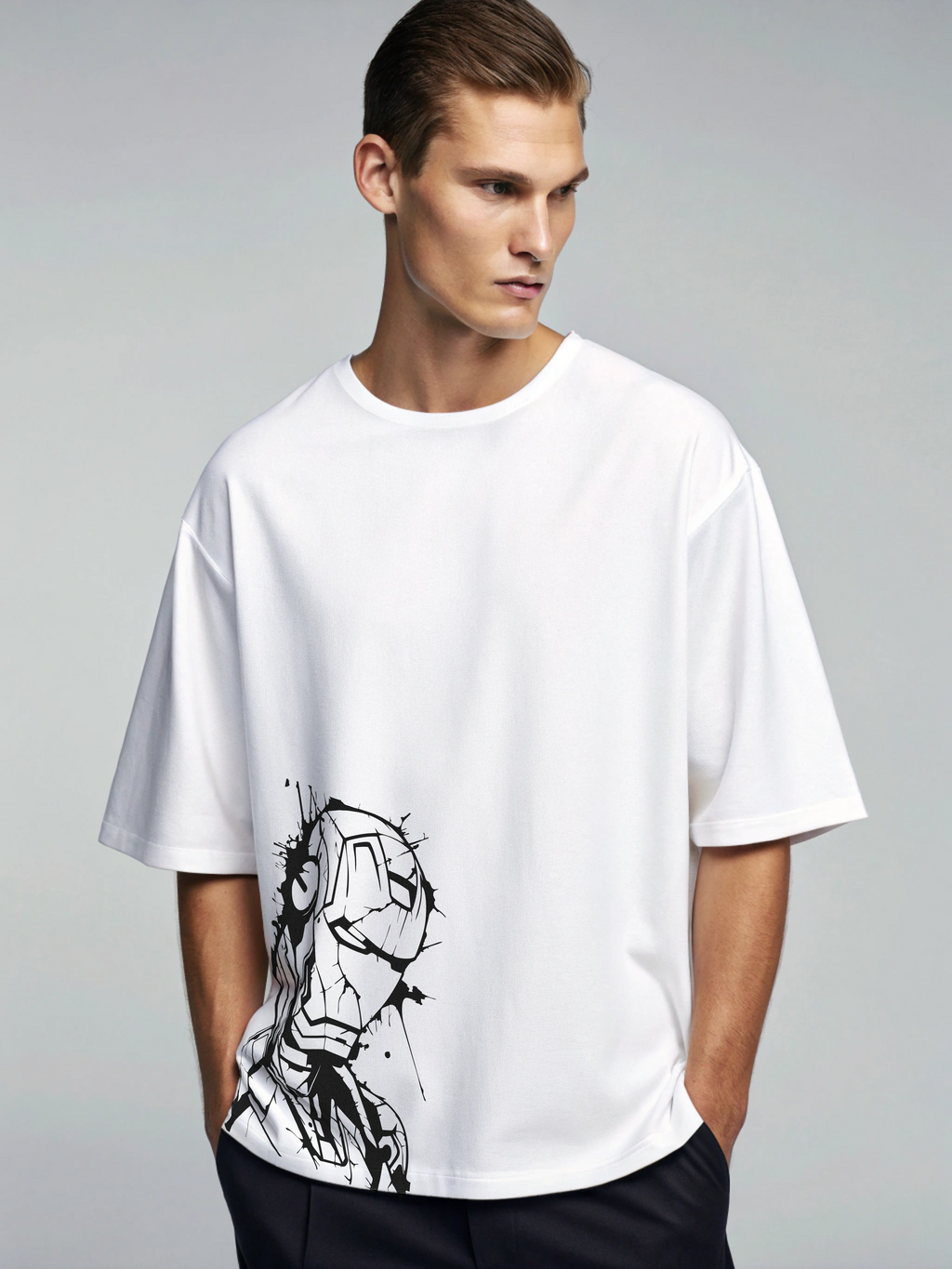 Monochrome Marvel Tee Oversized T-Shirt