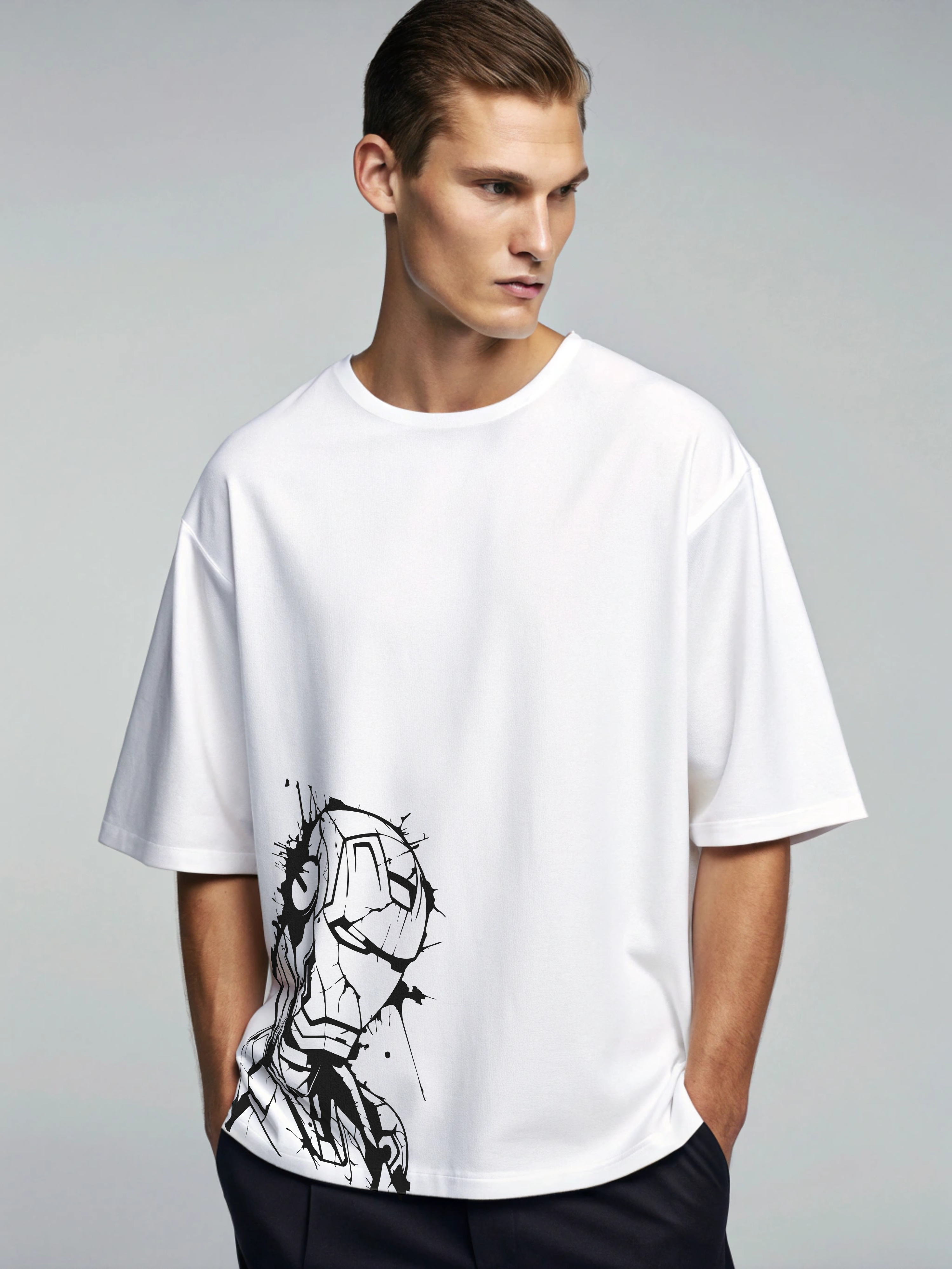Monochrome Marvel Tee Oversized T-Shirt