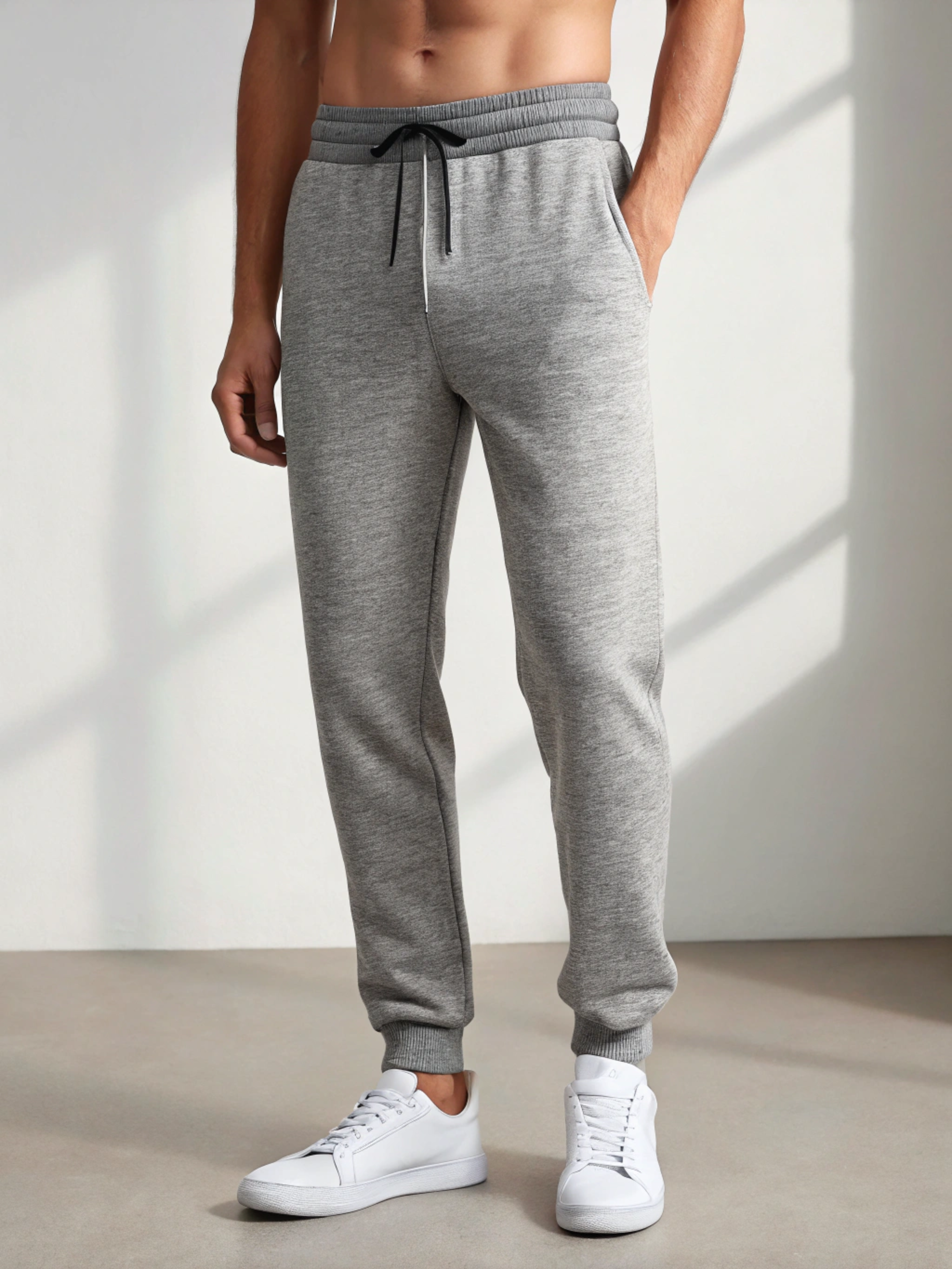 All-Day Flex: Premium Cotton Men’s Joggers Melange Grey