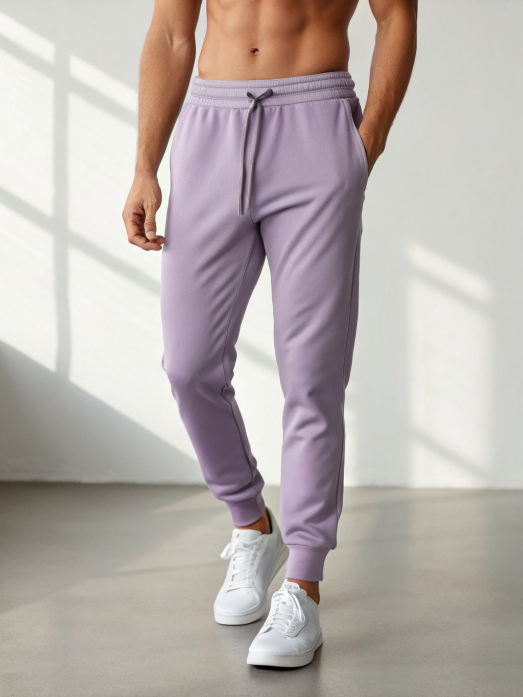 All-Day Flex: Premium Cotton Men’s Joggers Lavender