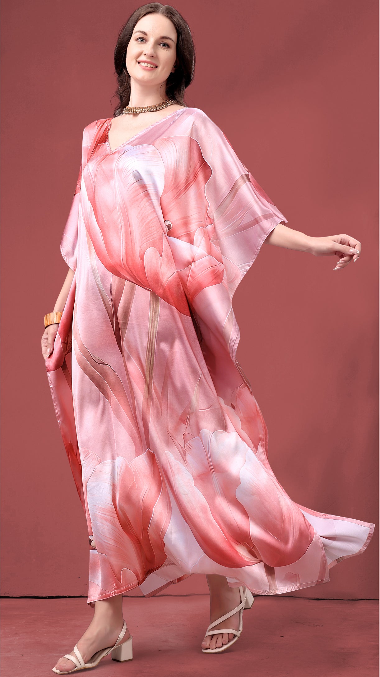 Coral Bloom Abstract Kaftan