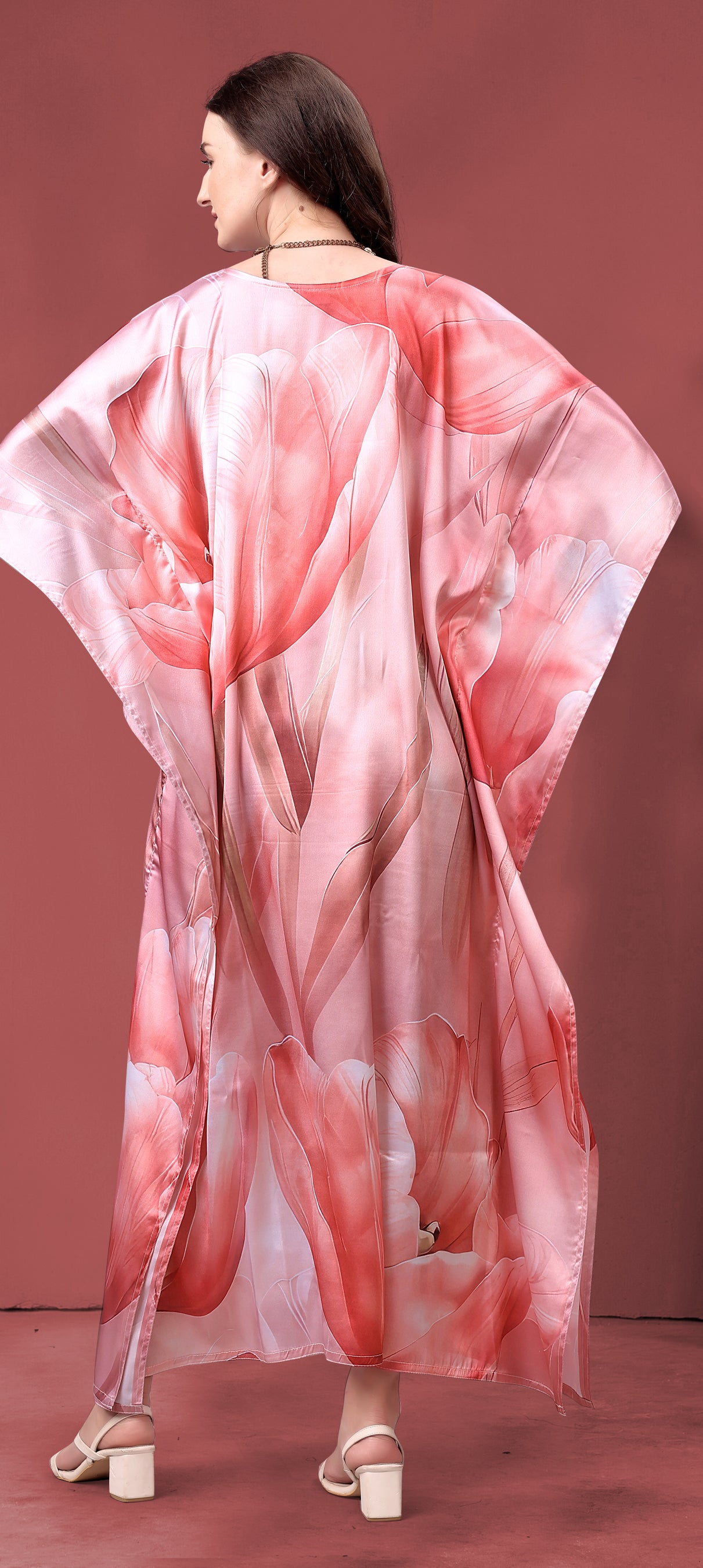 Coral Bloom Abstract Kaftan