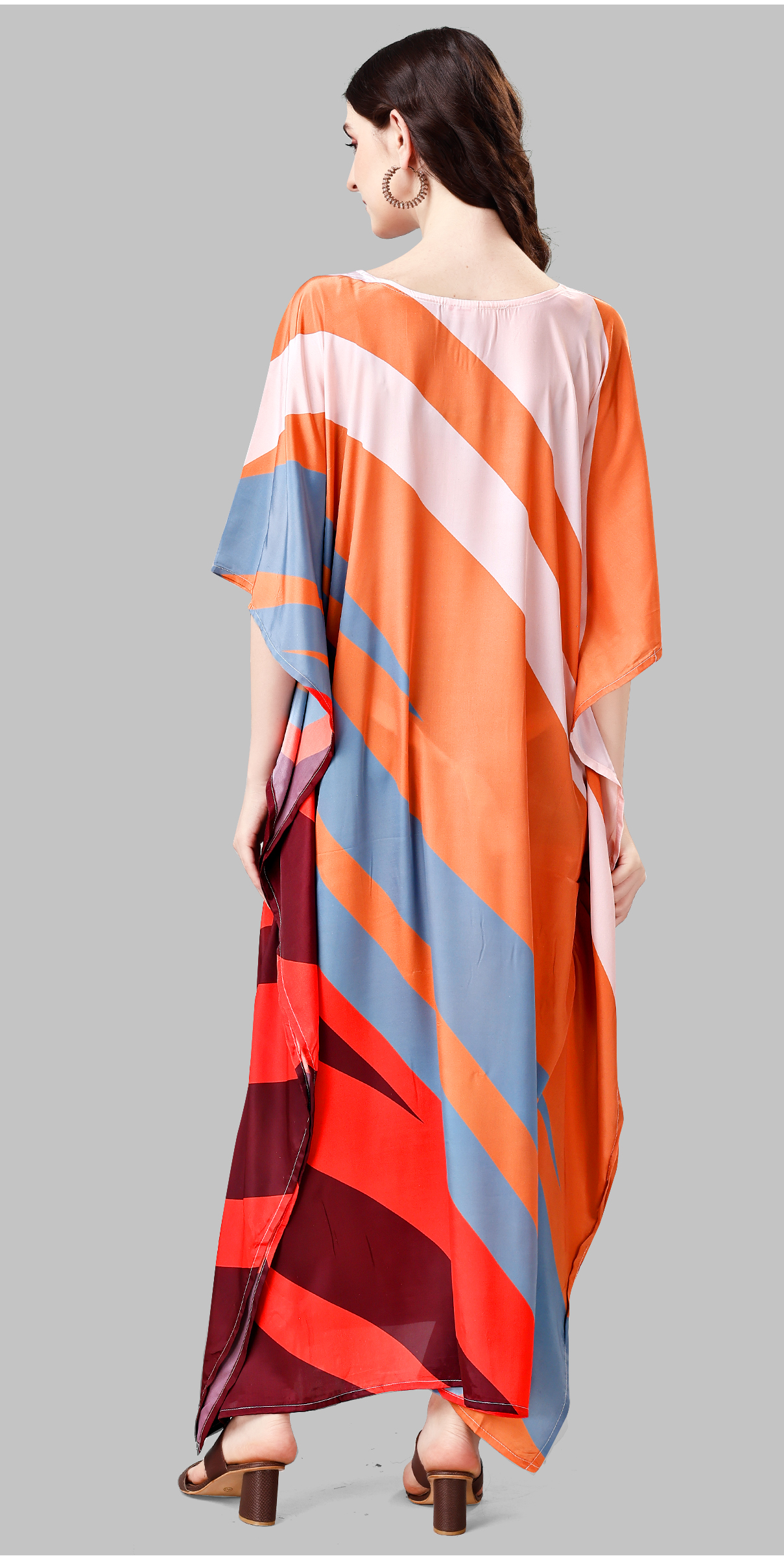 Tangerine Tide Graphic Stripe Kaftan Dress