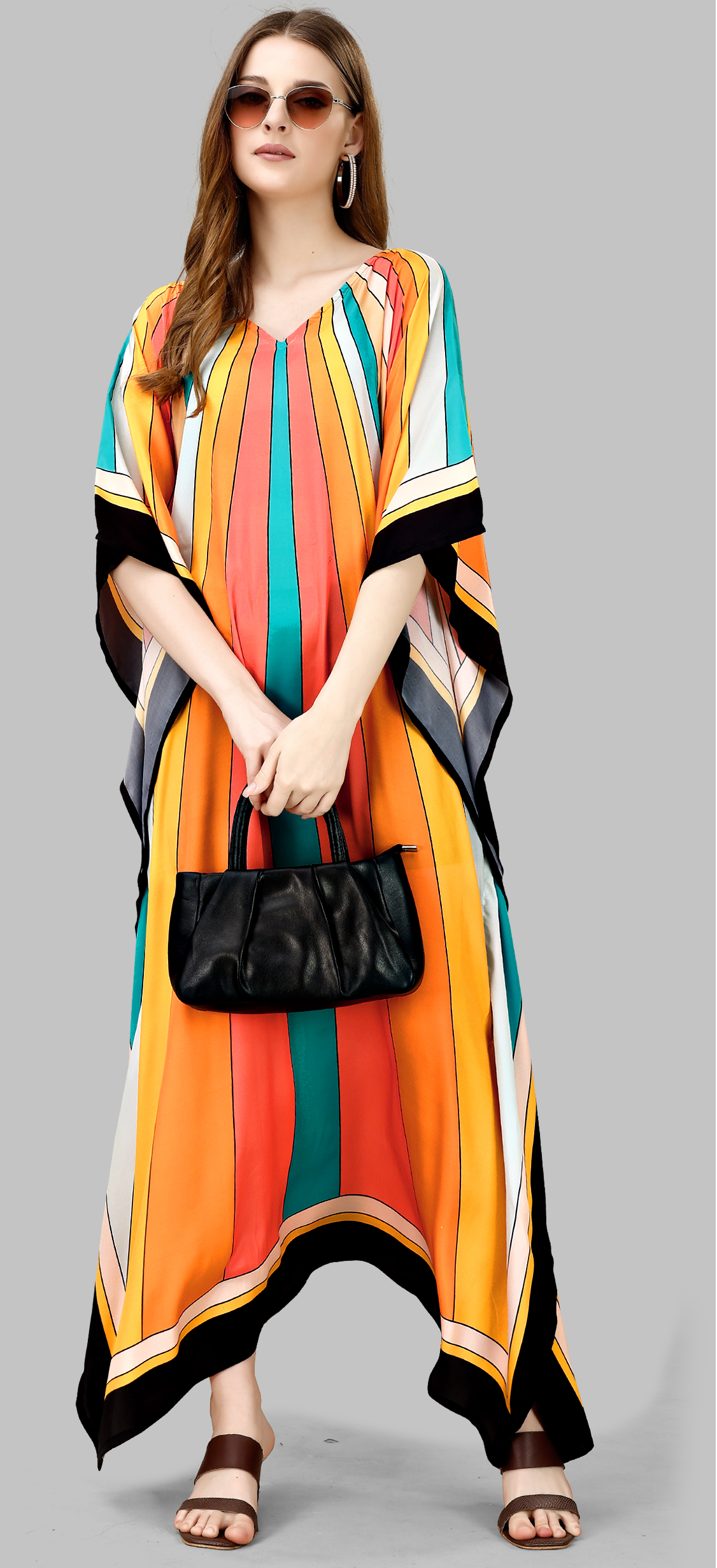 Sunburst Mirage Striped Kaftan Dress