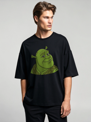 Shrek Print Oversized T-Shirt Black Color