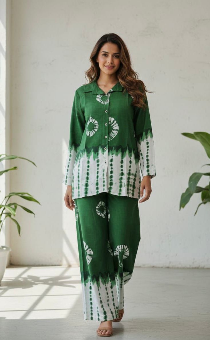 Verdant Flow Printed Cotton Co-ord Set