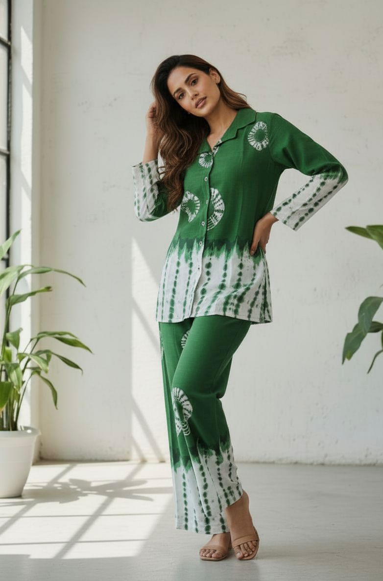 Verdant Flow Printed Cotton Co-ord Set