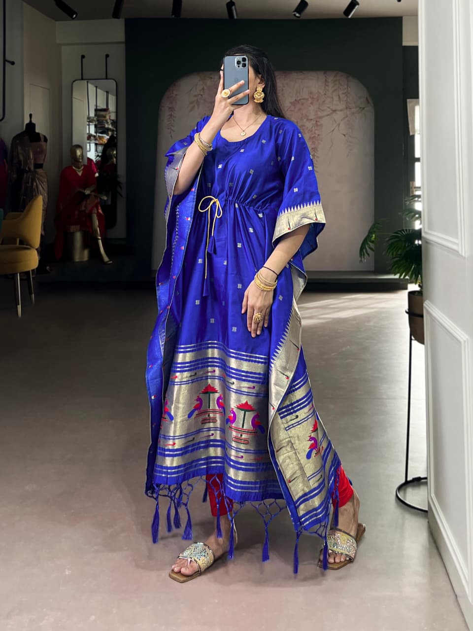 The Neelambara Paithani Kaftan