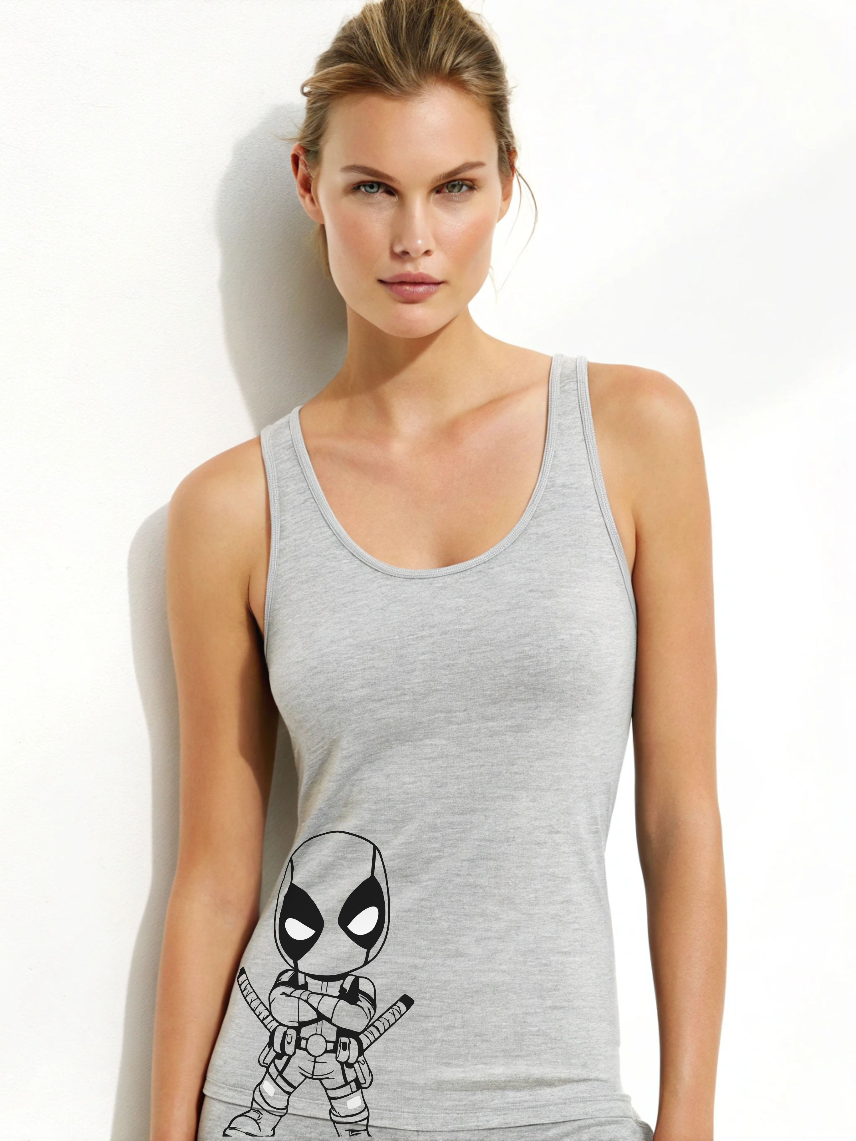 Tiny Trouble: Baby Deadpool Women’s Tank Top