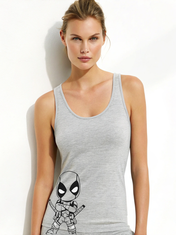 Tiny Trouble: Baby Deadpool Women’s Tank Top