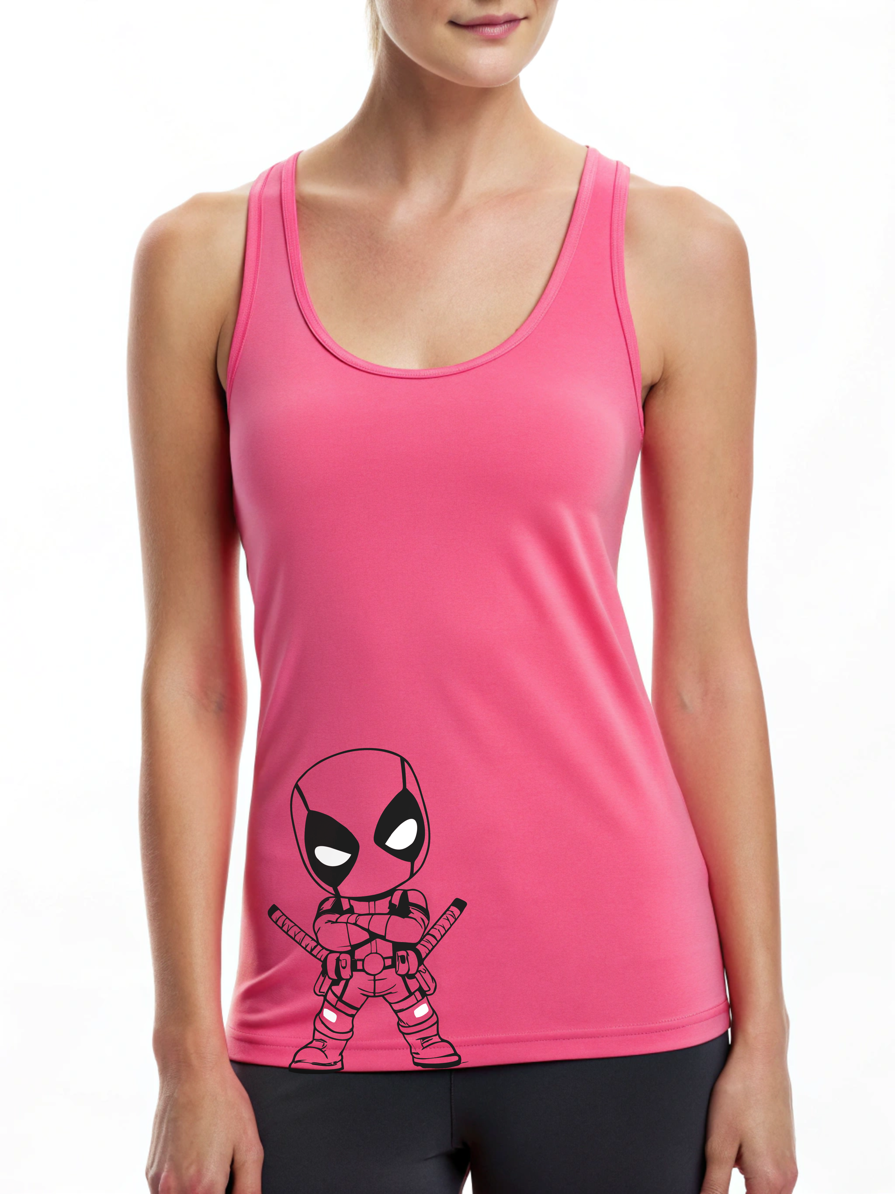 Tiny Trouble: Baby Deadpool Women’s Tank Top