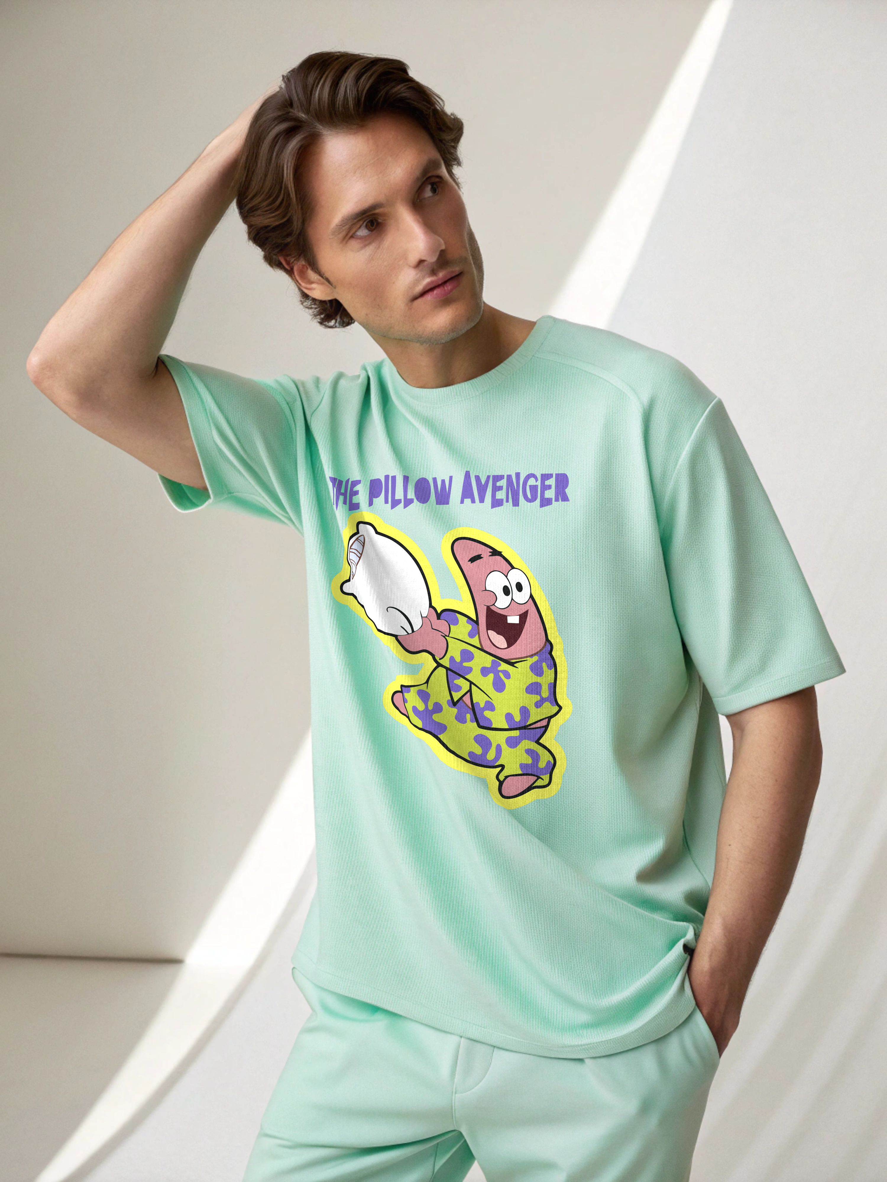 The Pillow Avenger: Patrick Star Men’s Oversized Tee