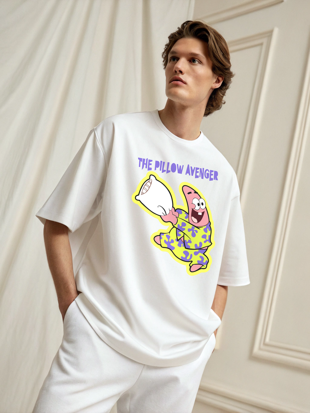 The Pillow Avenger: Patrick Star Men’s Oversized Tee