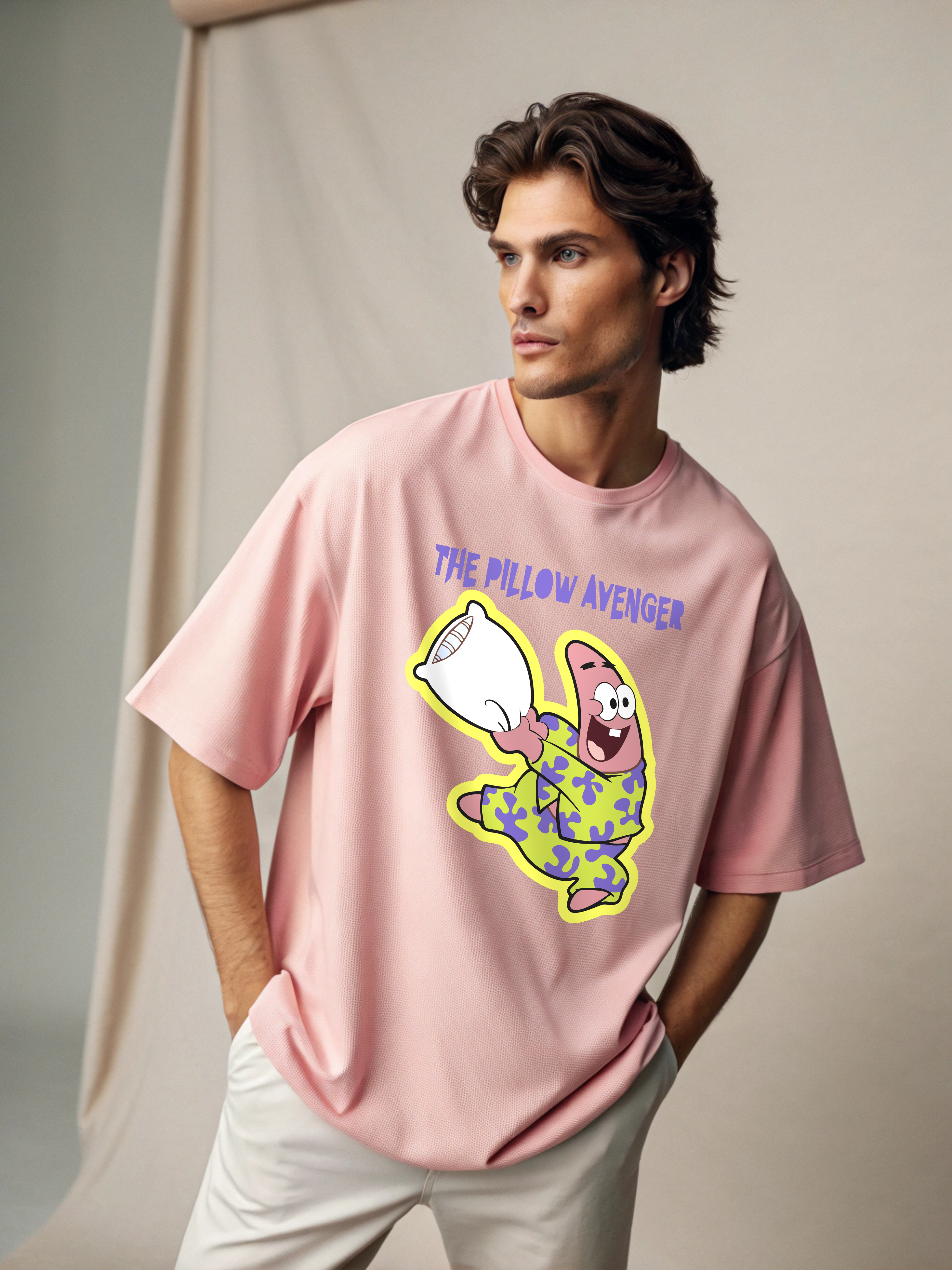 The Pillow Avenger: Patrick Star Men’s Oversized Tee