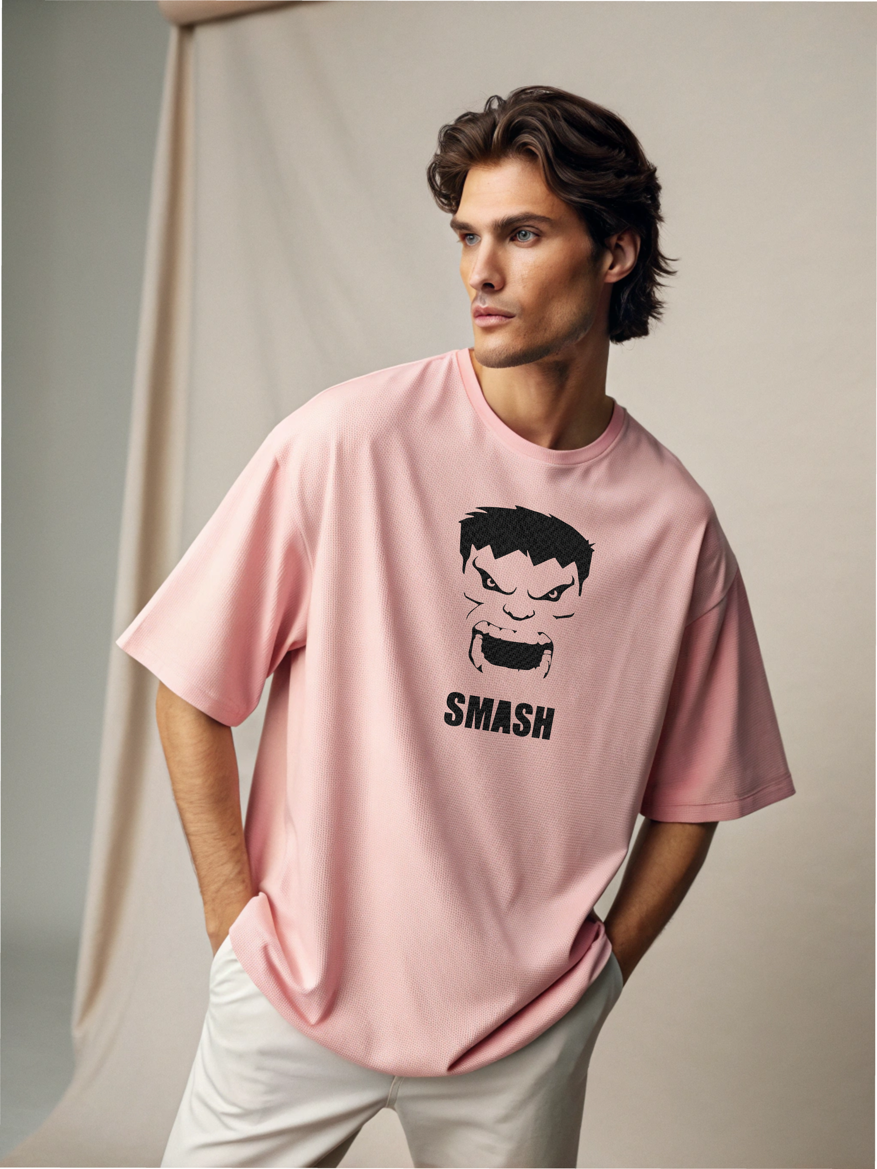 Smash Mode: Hulk Face Men’s Oversized Tee