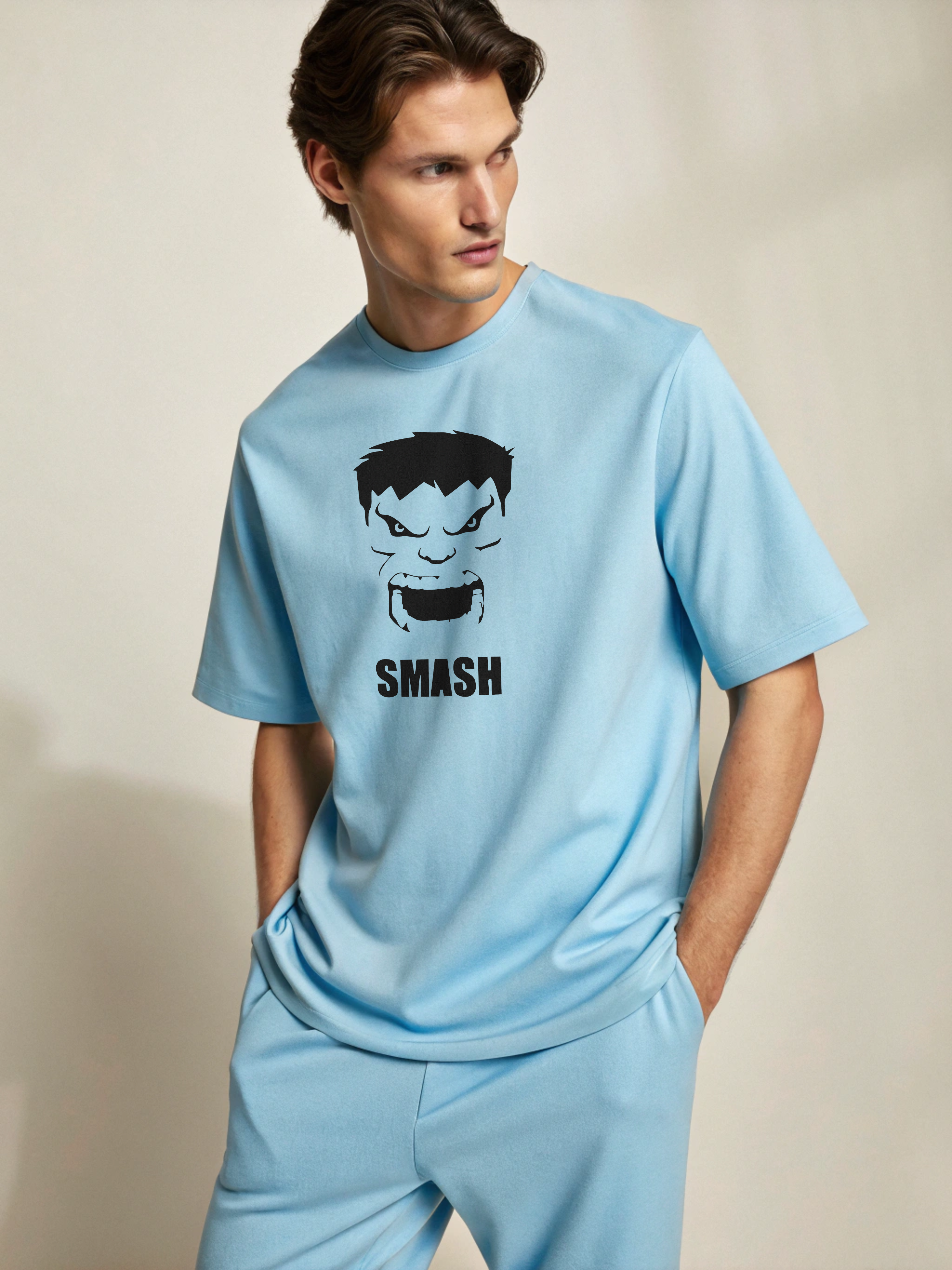 Smash Mode: Hulk Face Men’s Oversized Tee