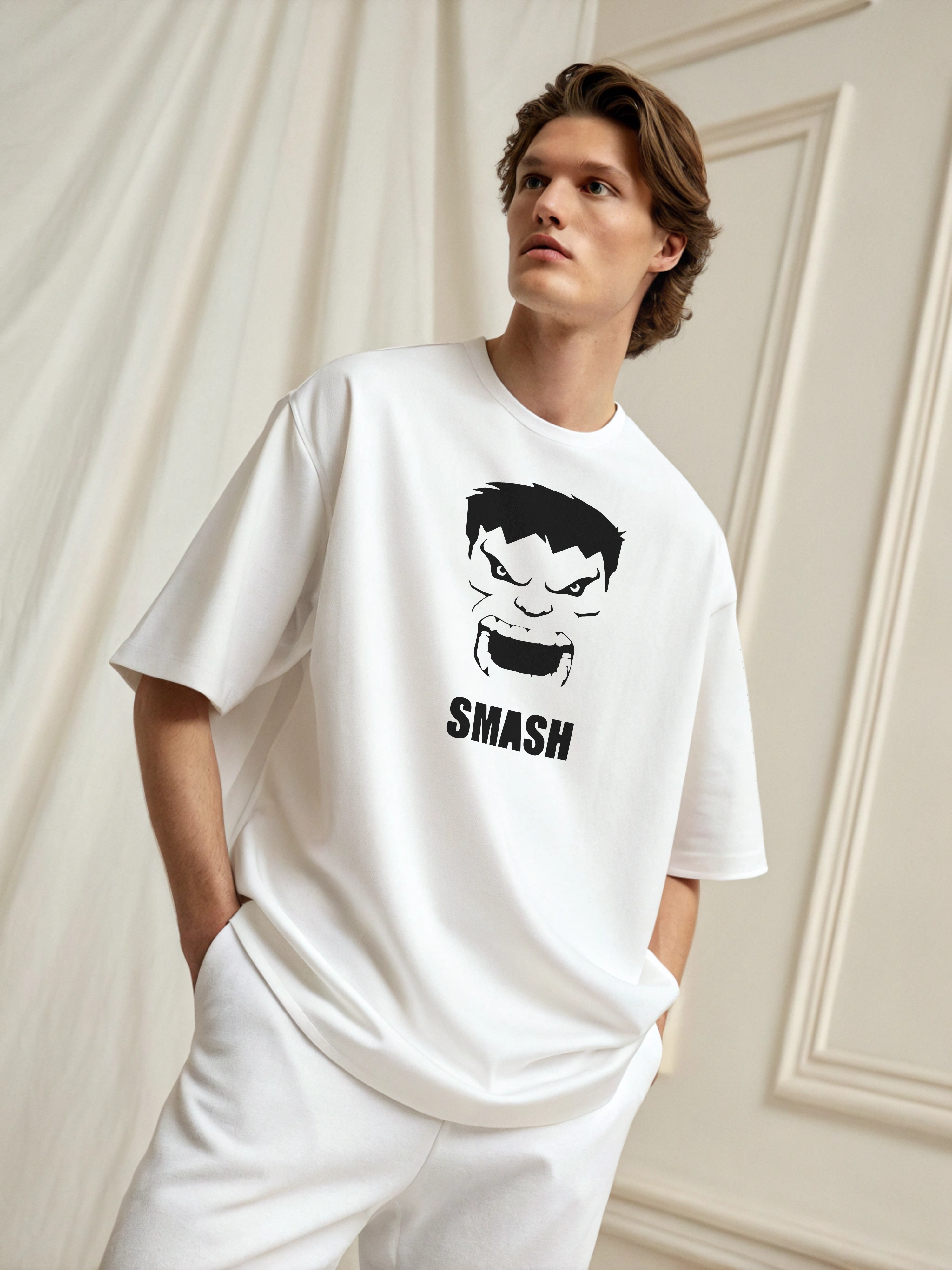 Smash Mode: Hulk Face Men’s Oversized Tee