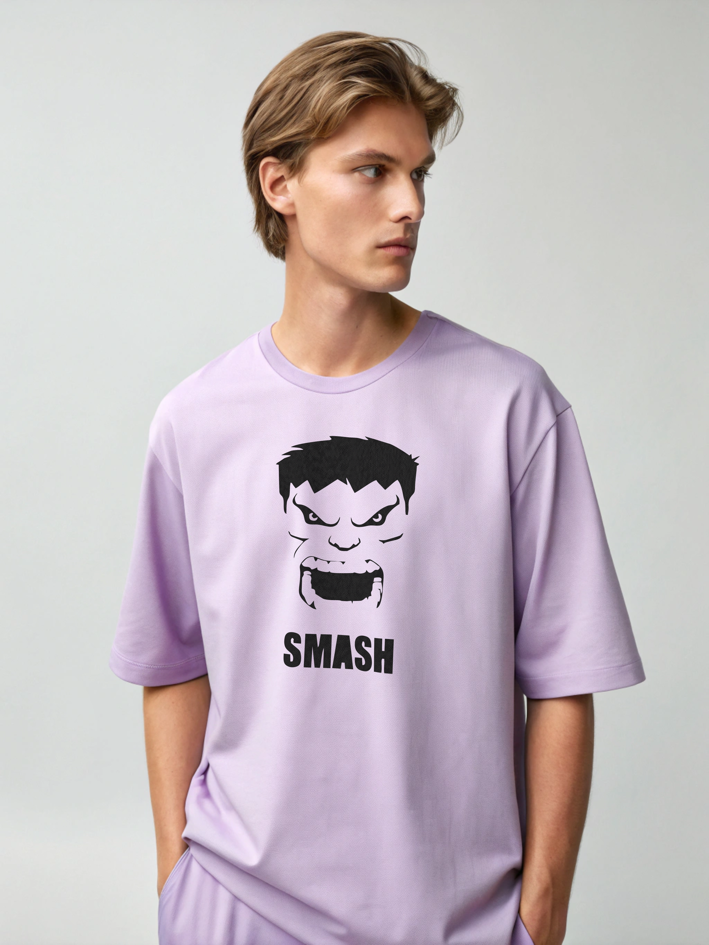 Smash Mode: Hulk Face Men’s Oversized Tee