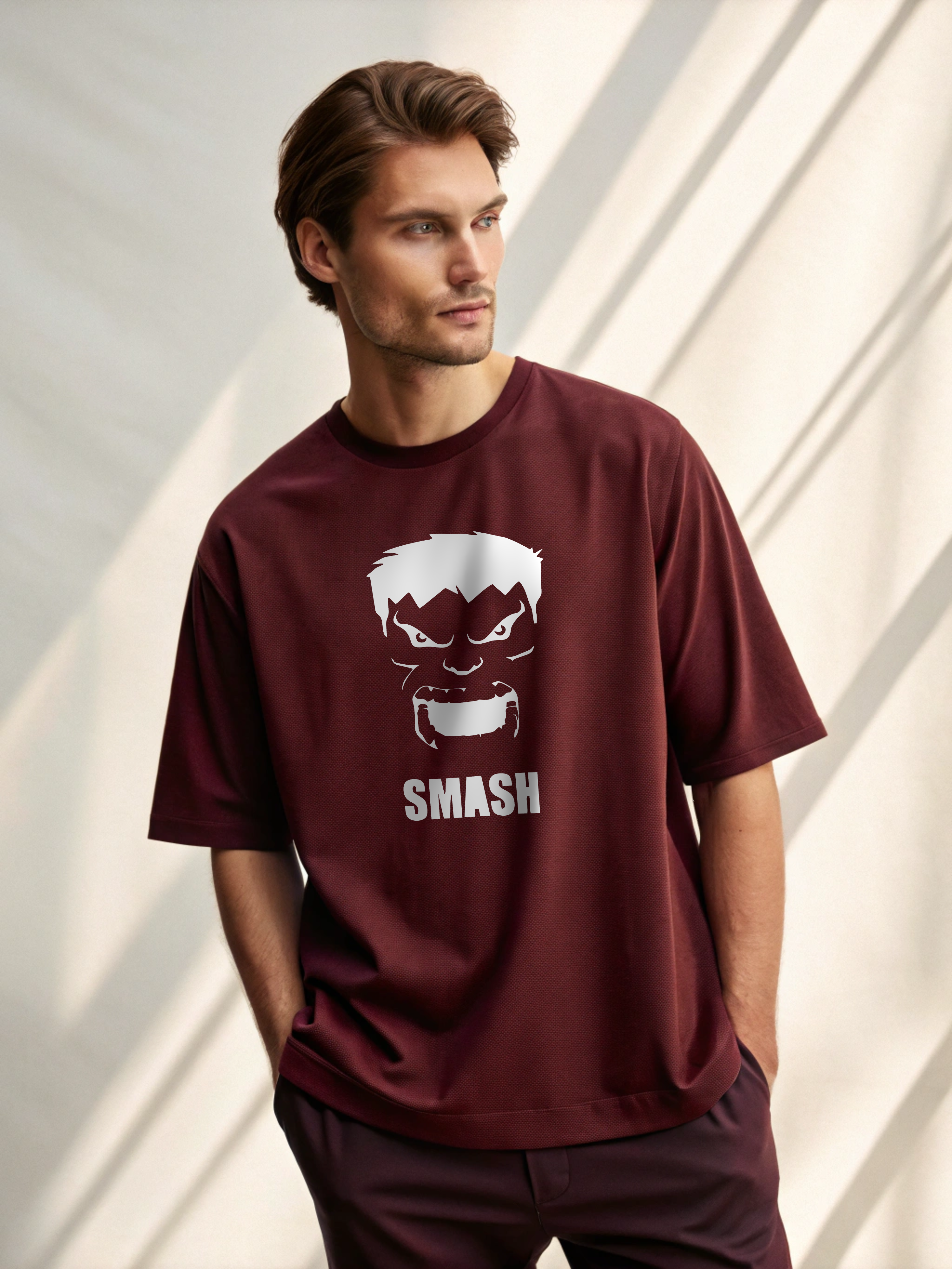 Smash Mode: Hulk Face Men’s Oversized Tee