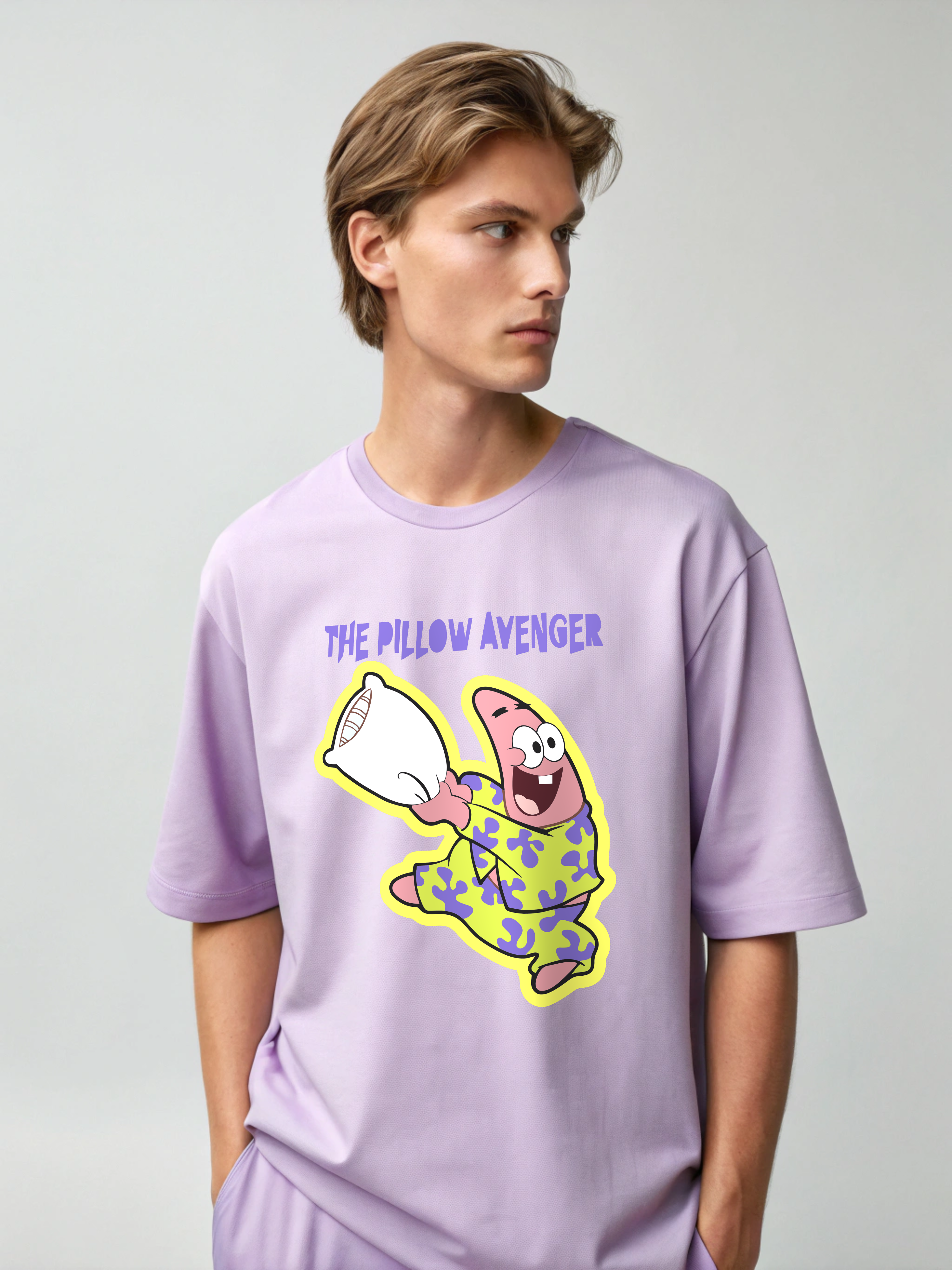 The Pillow Avenger: Patrick Star Men’s Oversized Tee