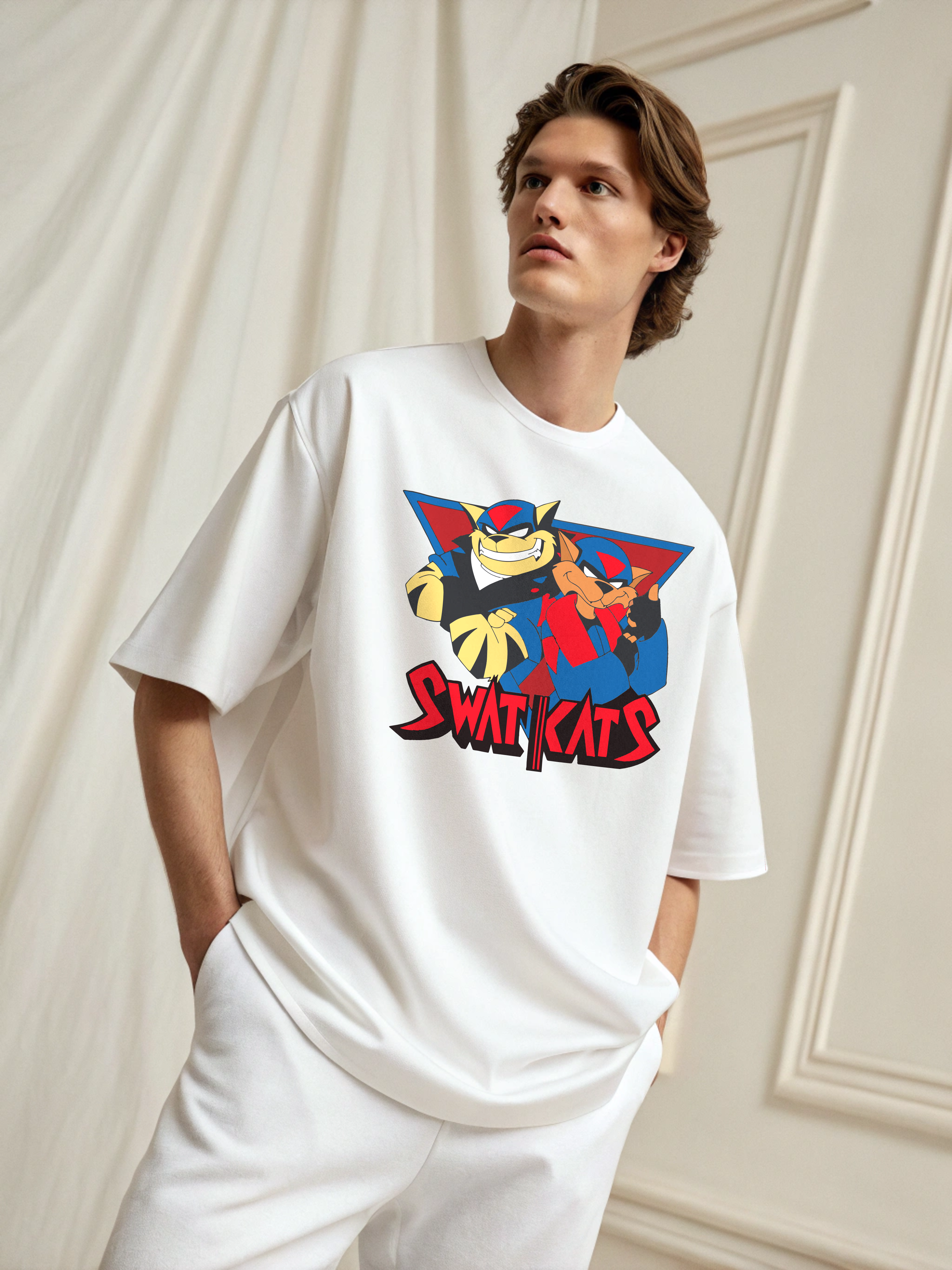 Swat Kats – Men’s Oversized Drop Shoulder Tee