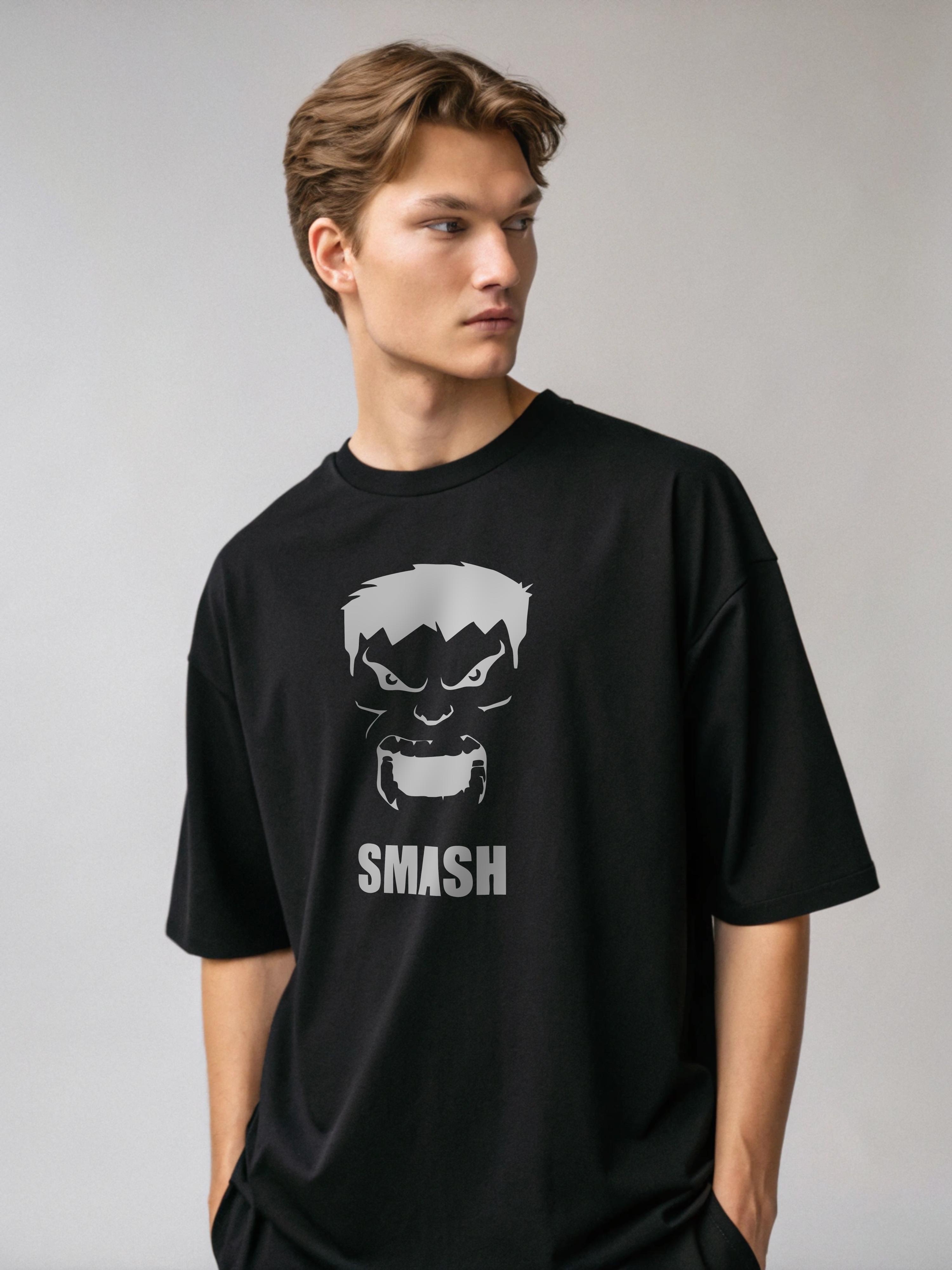 Smash Mode: Hulk Face Men’s Oversized Tee
