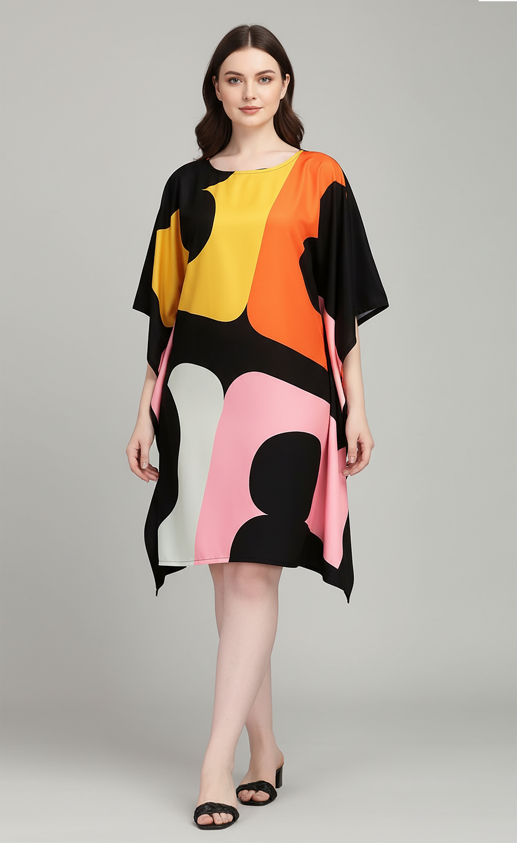 Retro Pop Silk Kaftan Dress