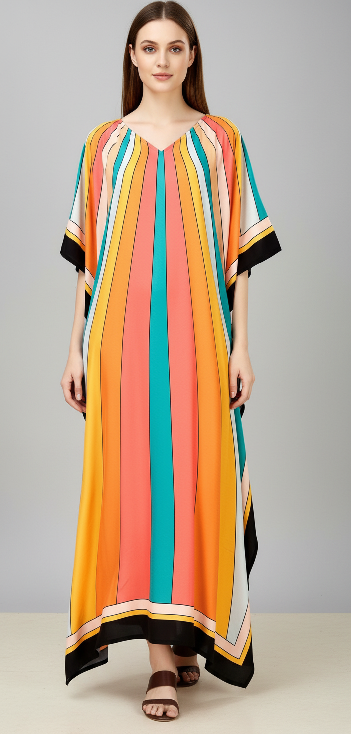 Sunburst Mirage Striped Kaftan Dress