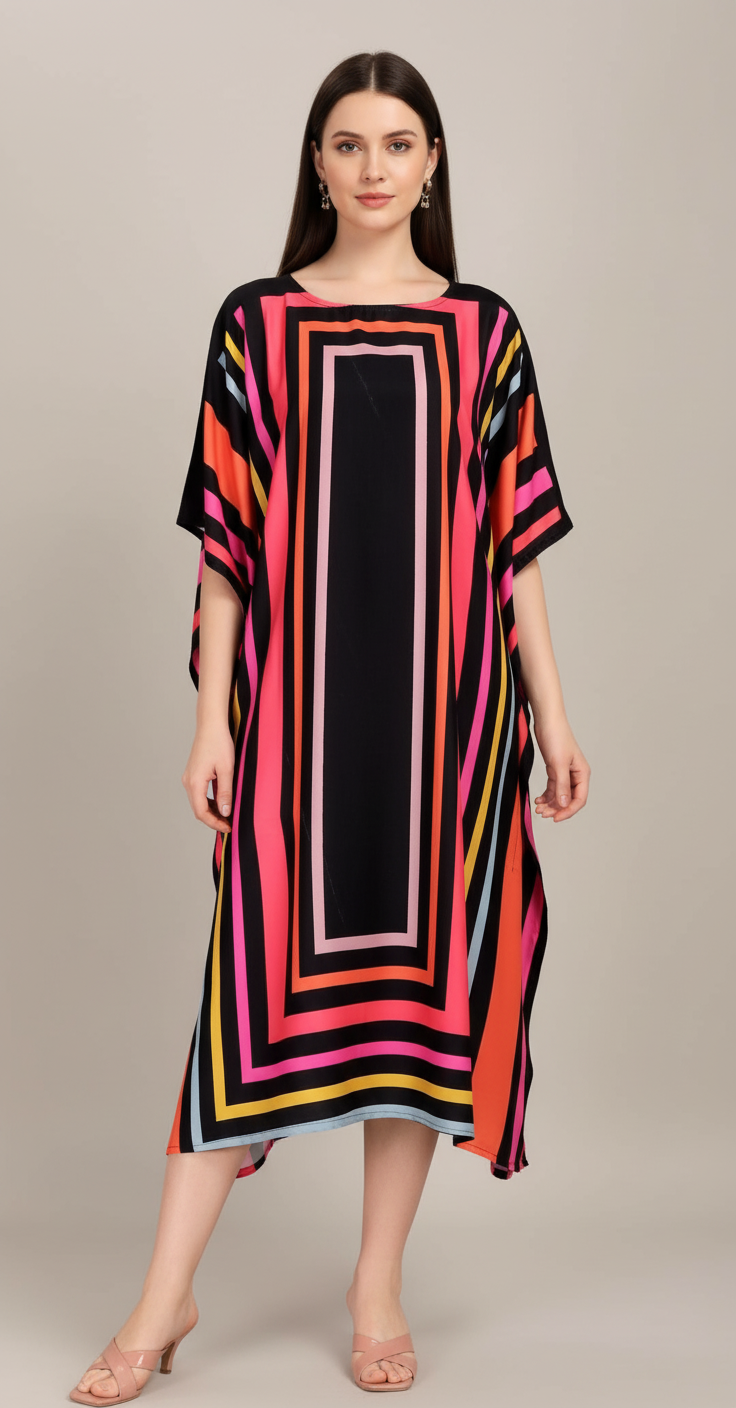 Aurora Stripe Kaftan Dress