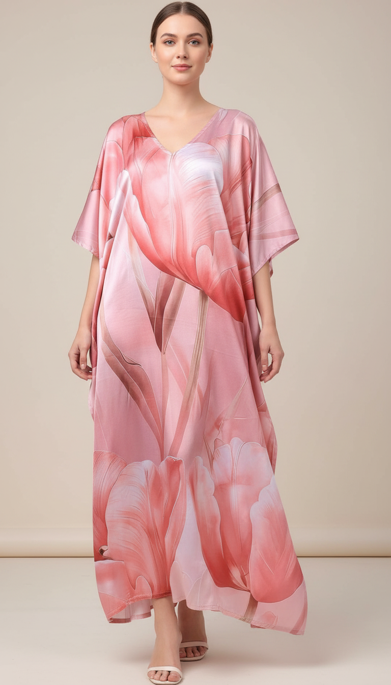 Coral Bloom Abstract Kaftan