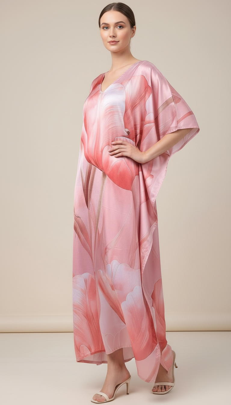 Coral Bloom Abstract Kaftan